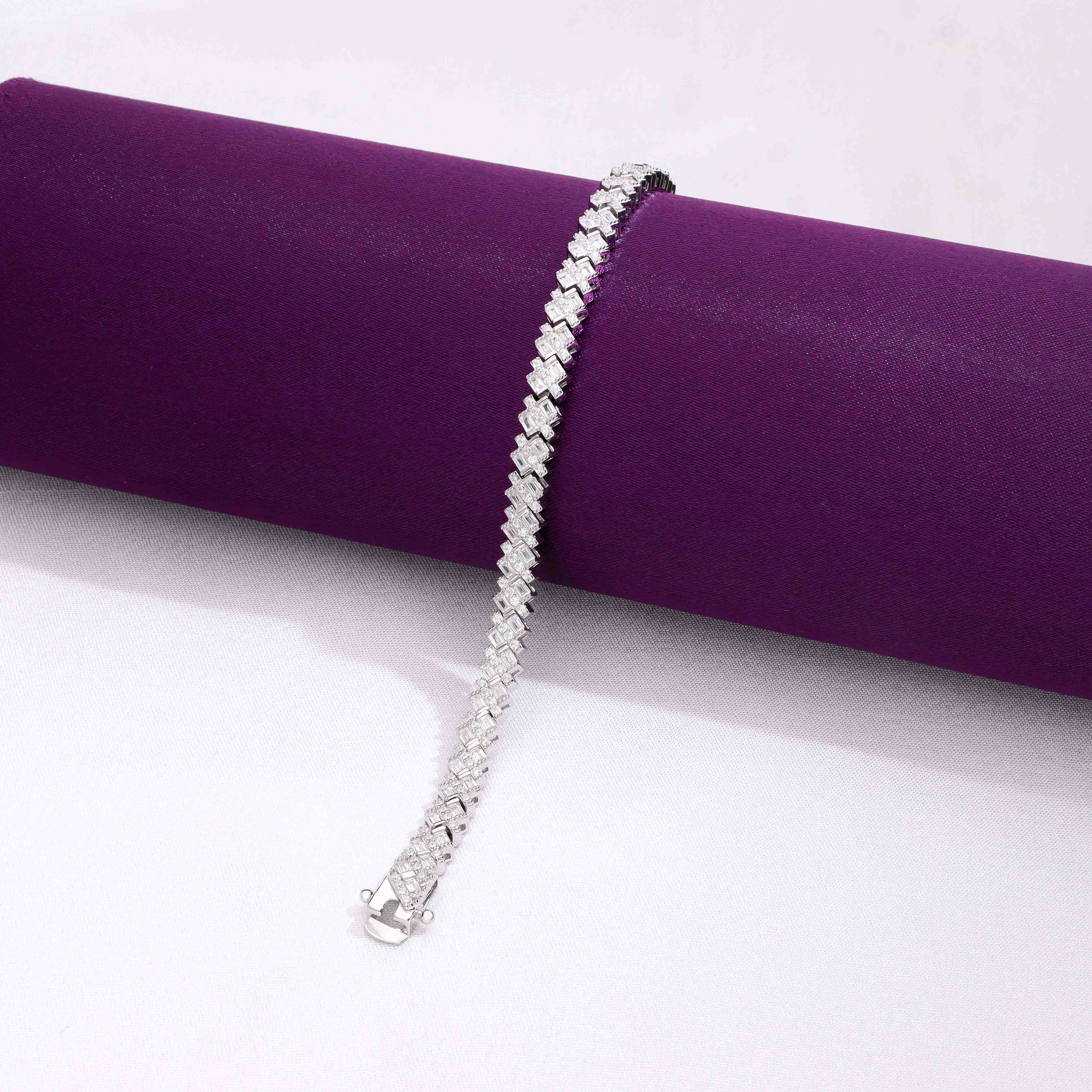 Charming Cuban Cut Zircon Silver Tennis Bracelet - Image 7