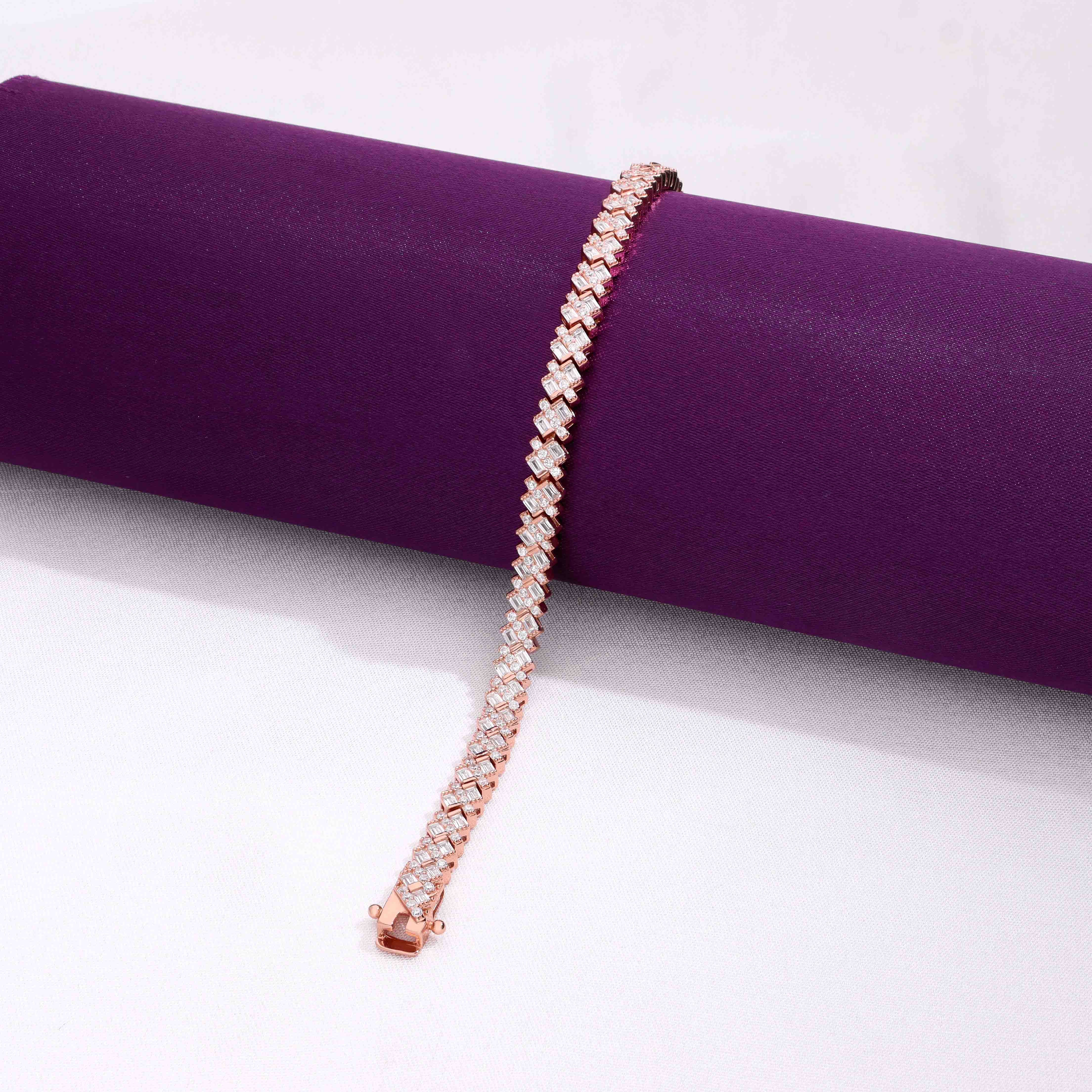 Charming Cuban Cut Zircon Silver Tennis Bracelet - Image 8