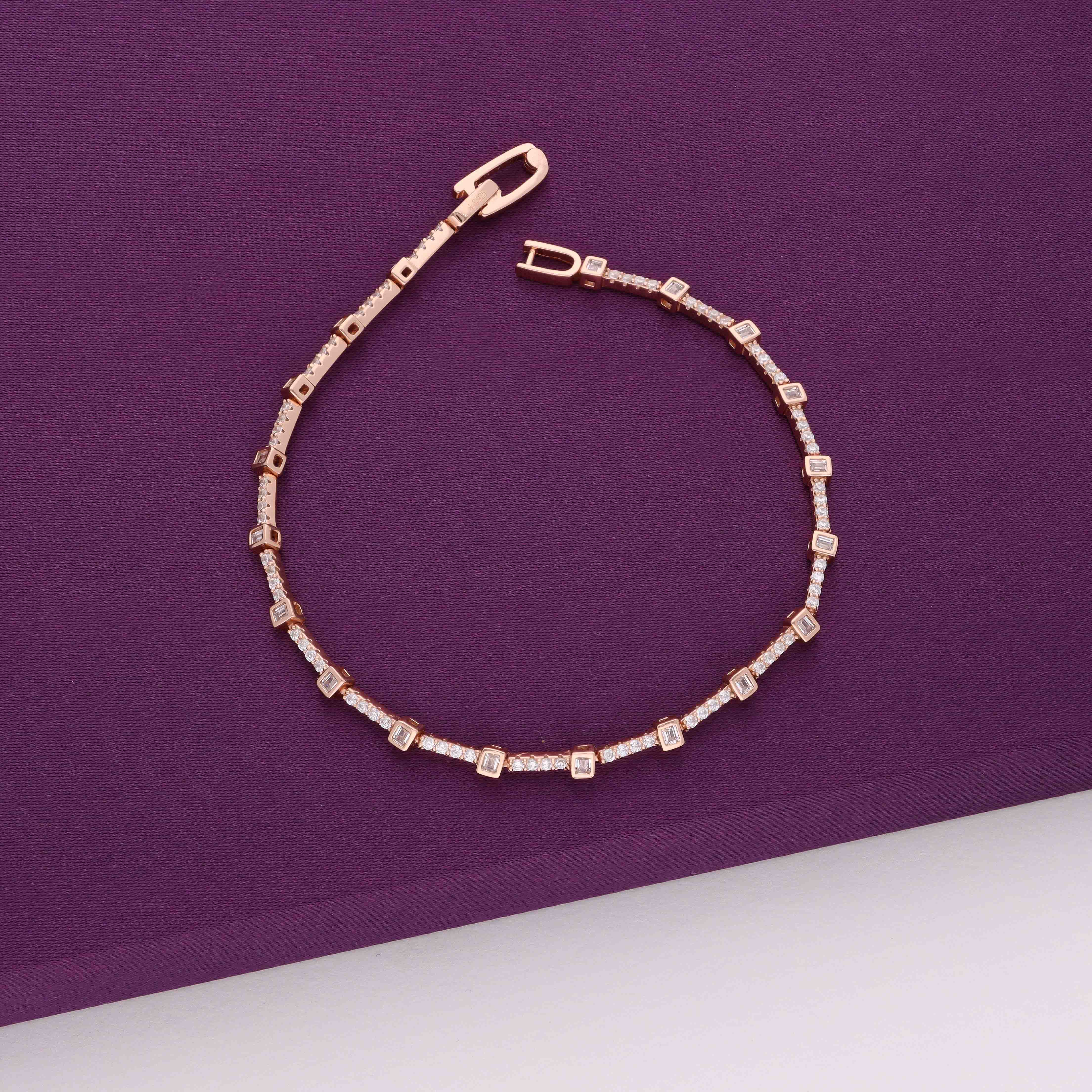 Stunning Box Cut Zircon Silver Tennis Bracelet - Image 2