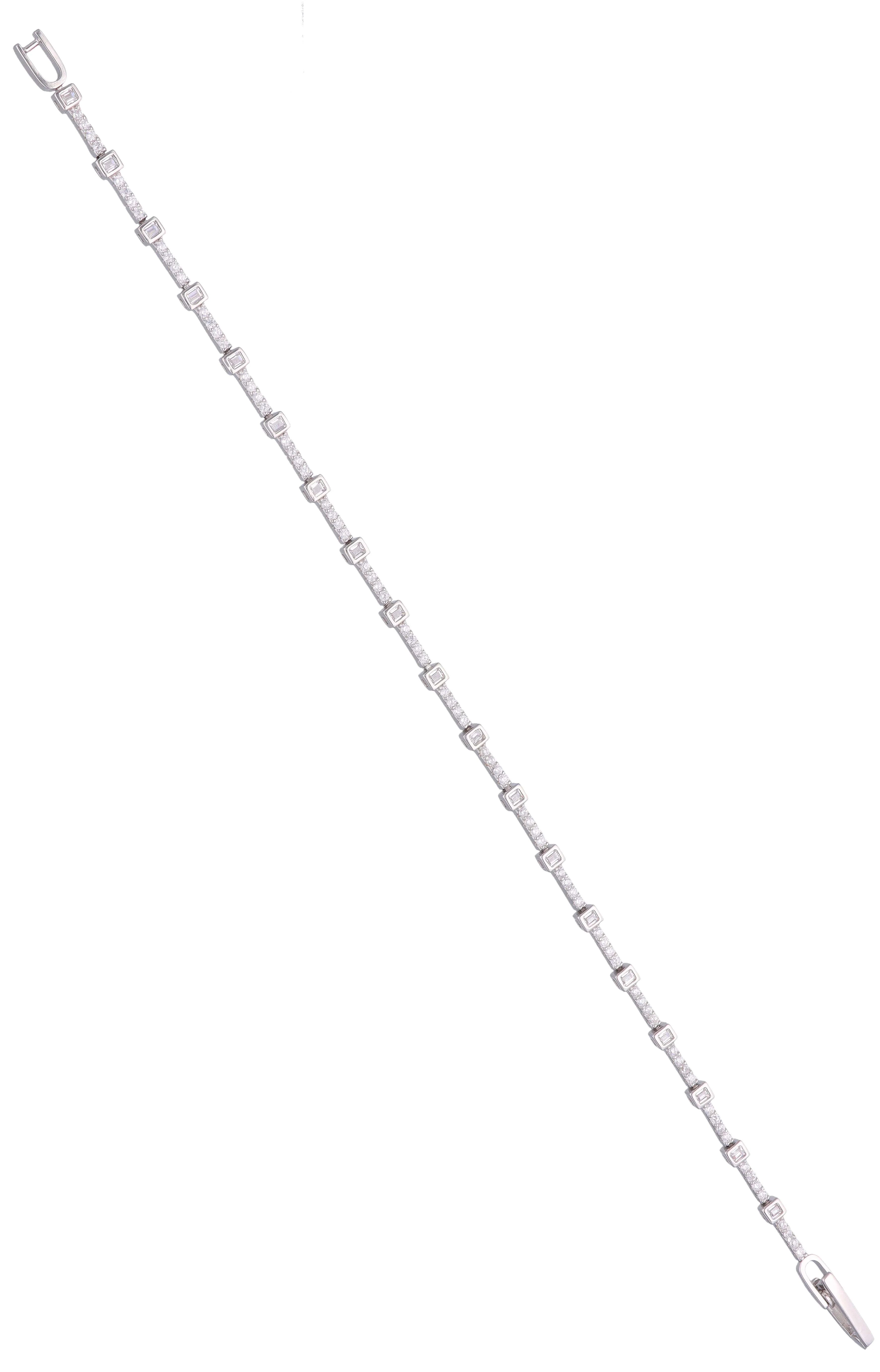 Stunning Box Cut Zircon Silver Tennis Bracelet - Image 3