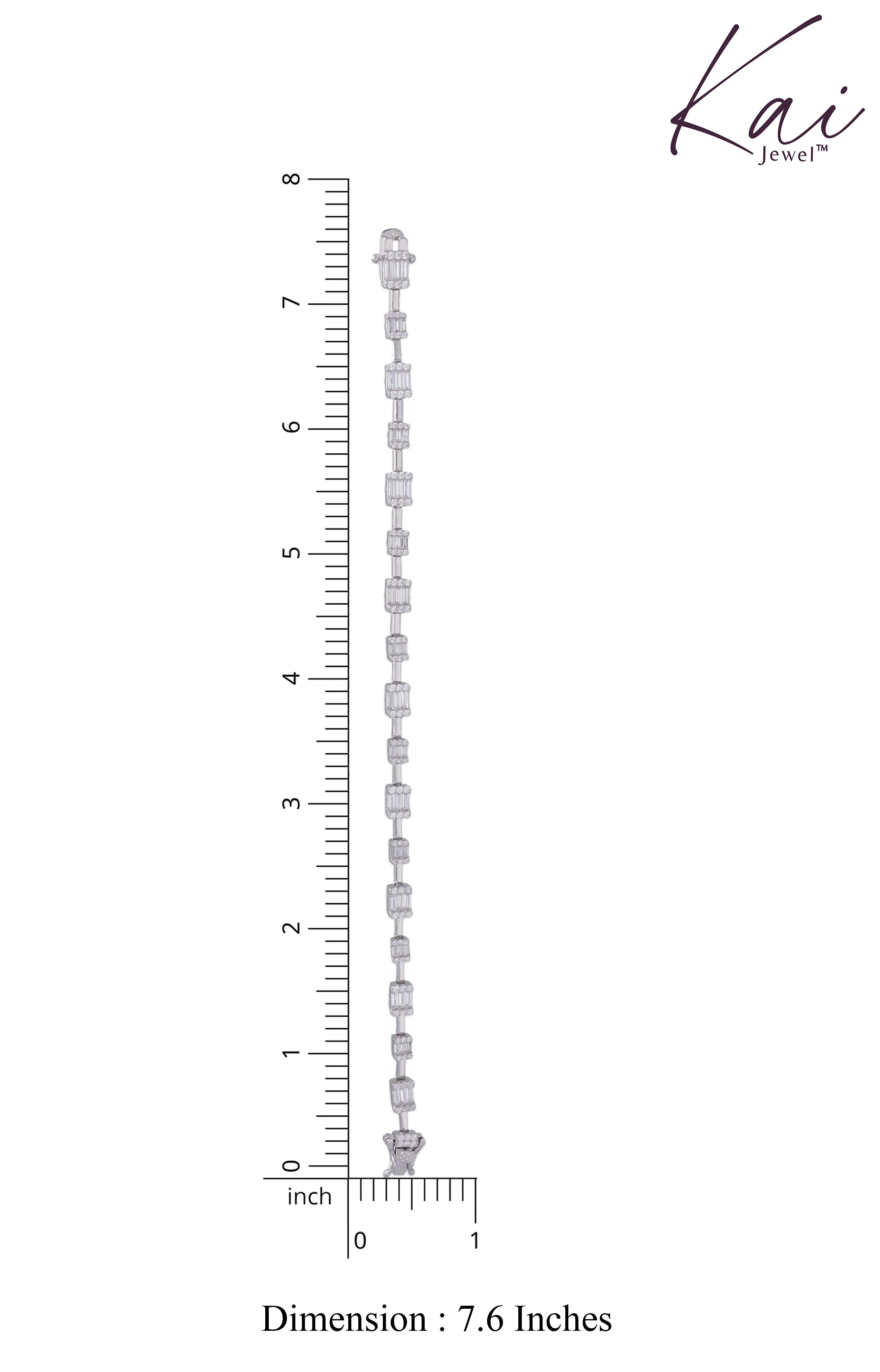 Simple Rectangle Baguettes Silver Tennis Bracelet - Image 5