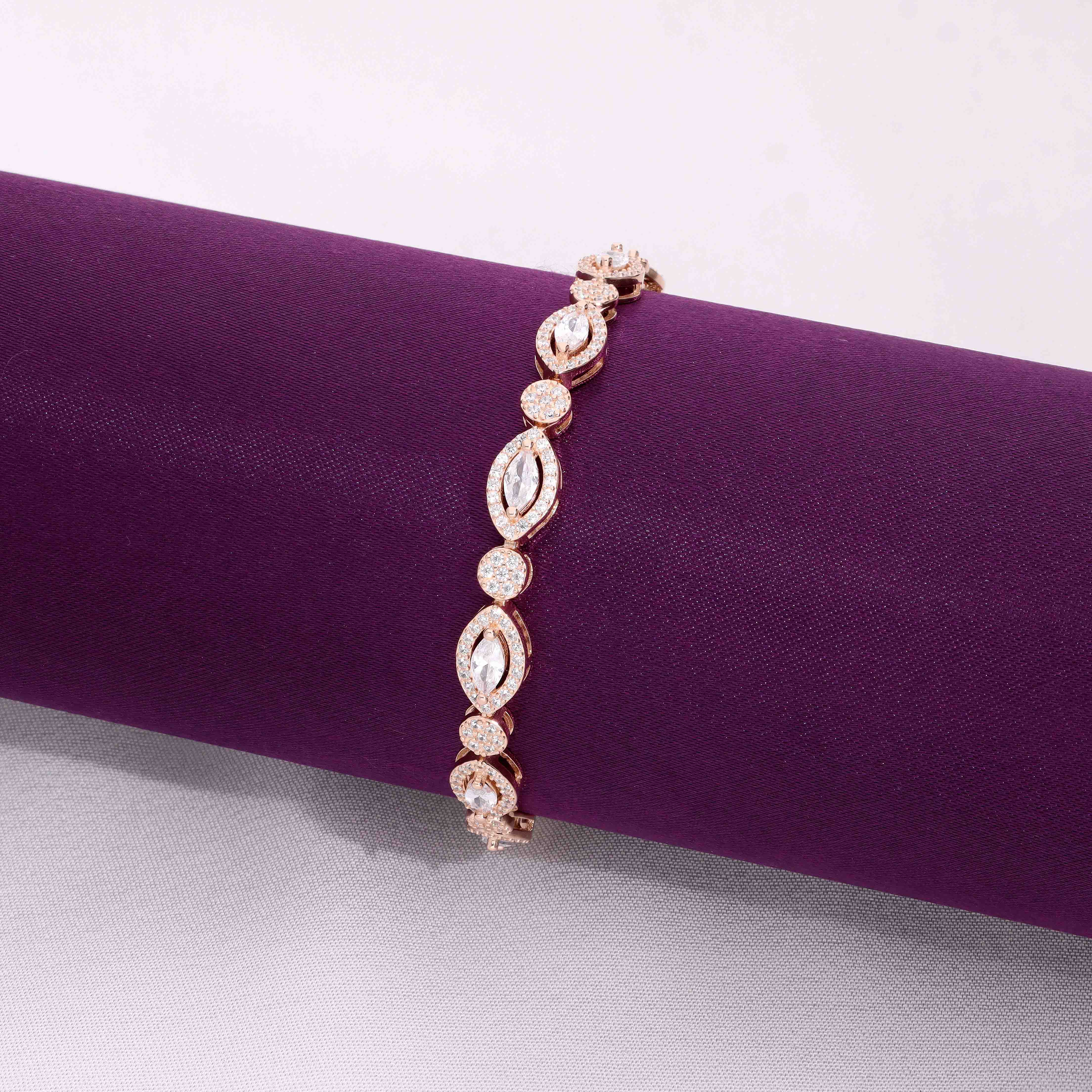 Stylish Pear And Bezel Silver Tennis Bracelet - Image 2
