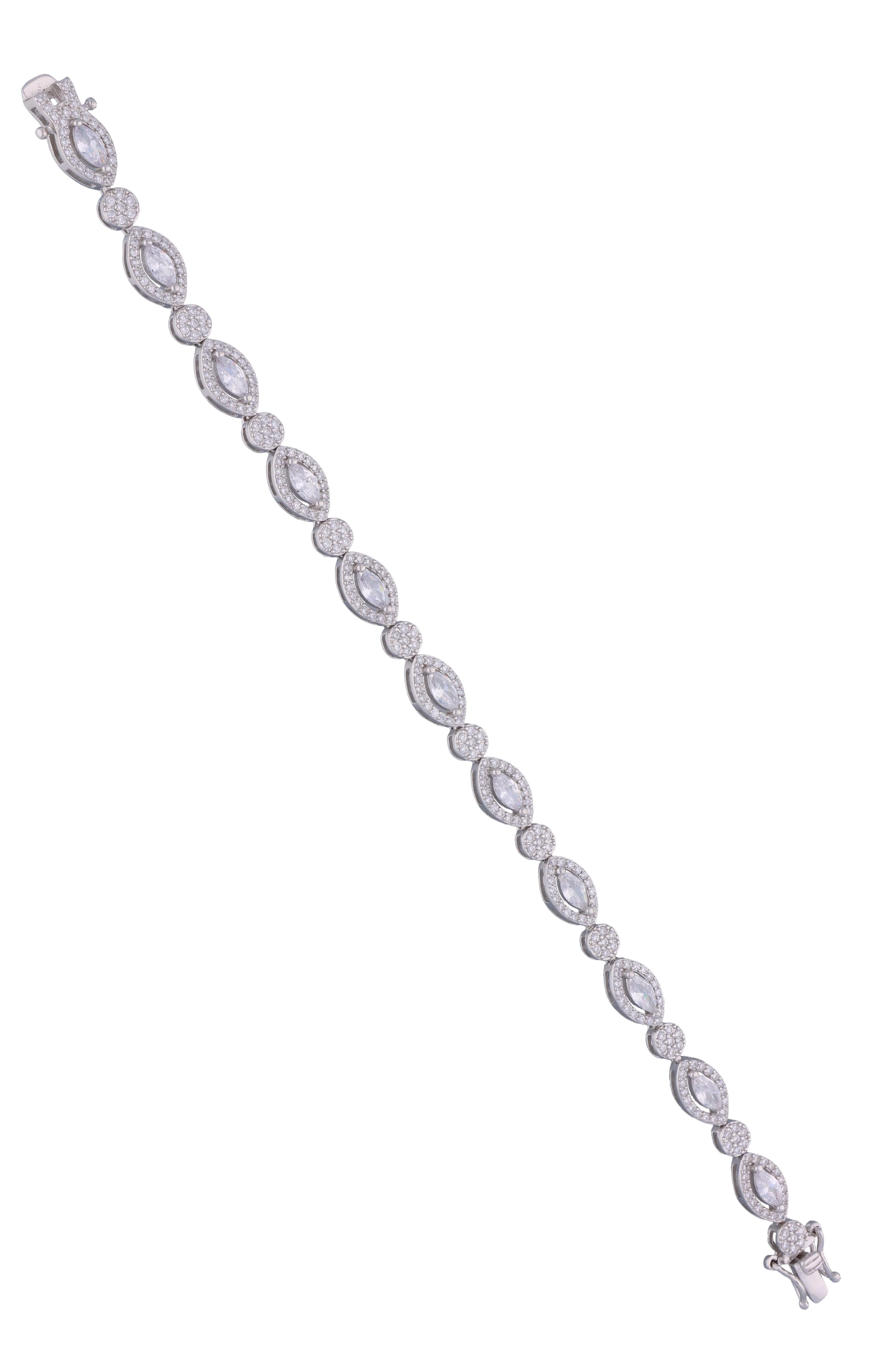 Stylish Pear And Bezel Silver Tennis Bracelet - Image 5