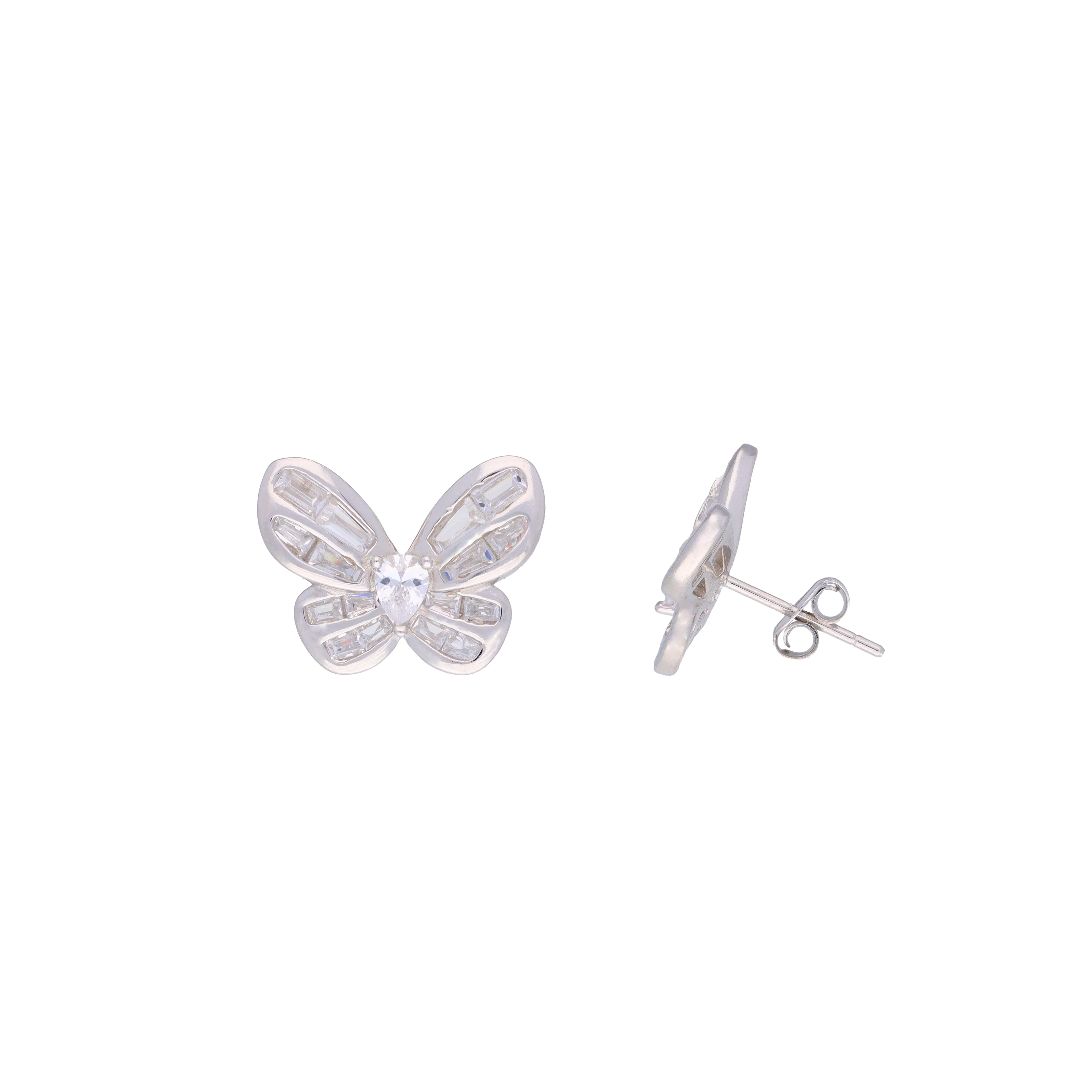 Crystal Butterflies Casual Silver Studs Earrings - Image 5