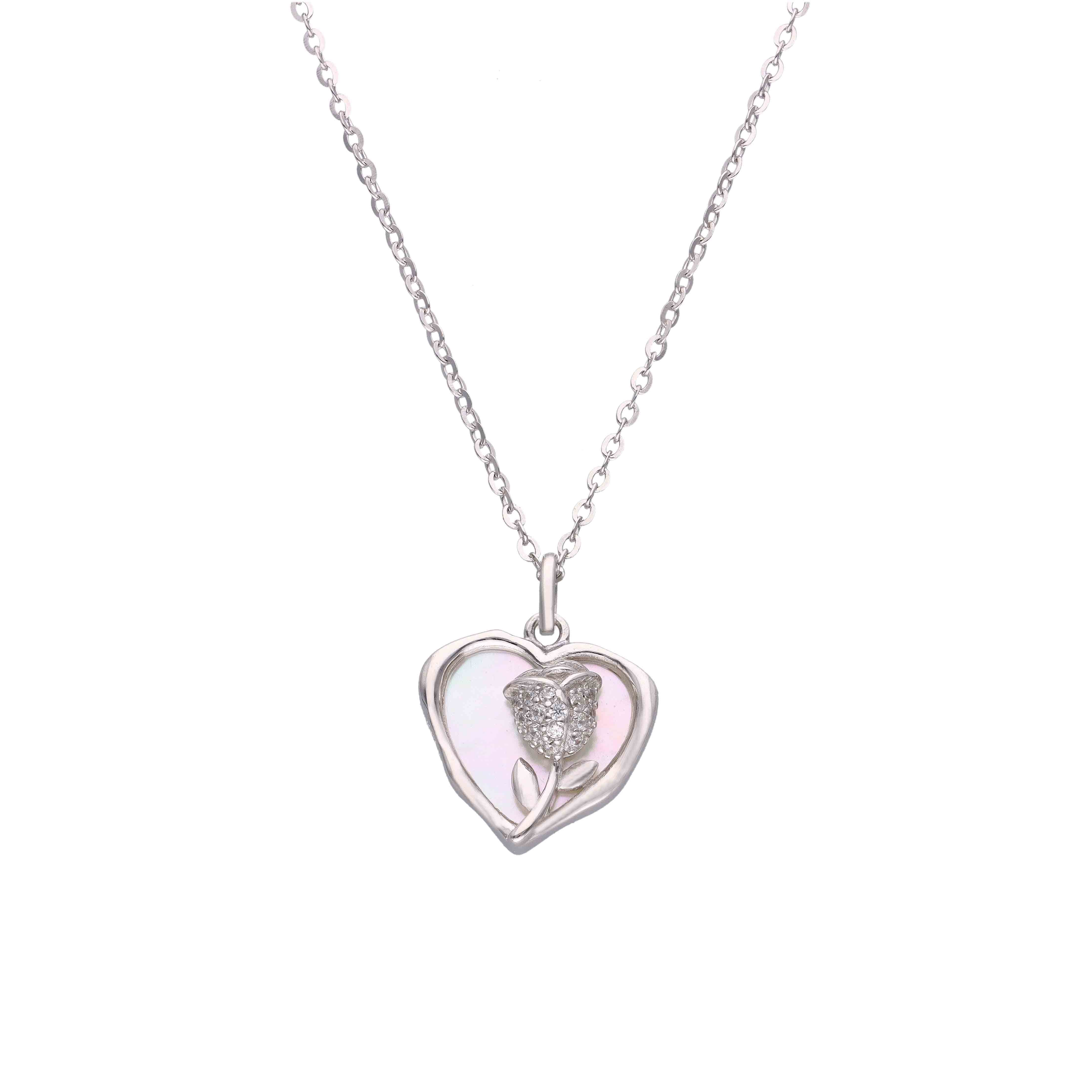 A Hearty Rose of Love Casual Silver Chain Necklace - Image 4