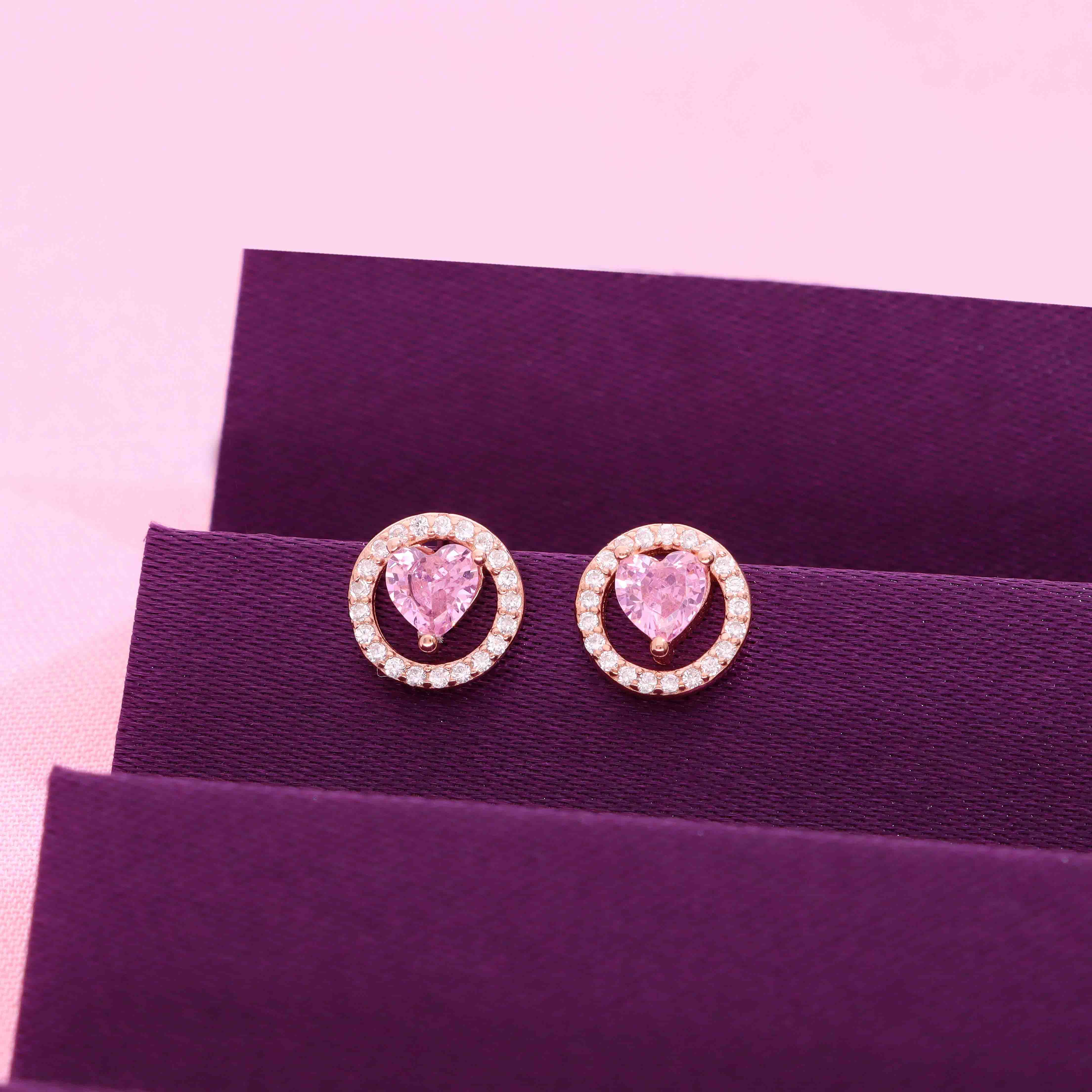 Encircled Heart Casual Silver Studs Earrings - Image 2
