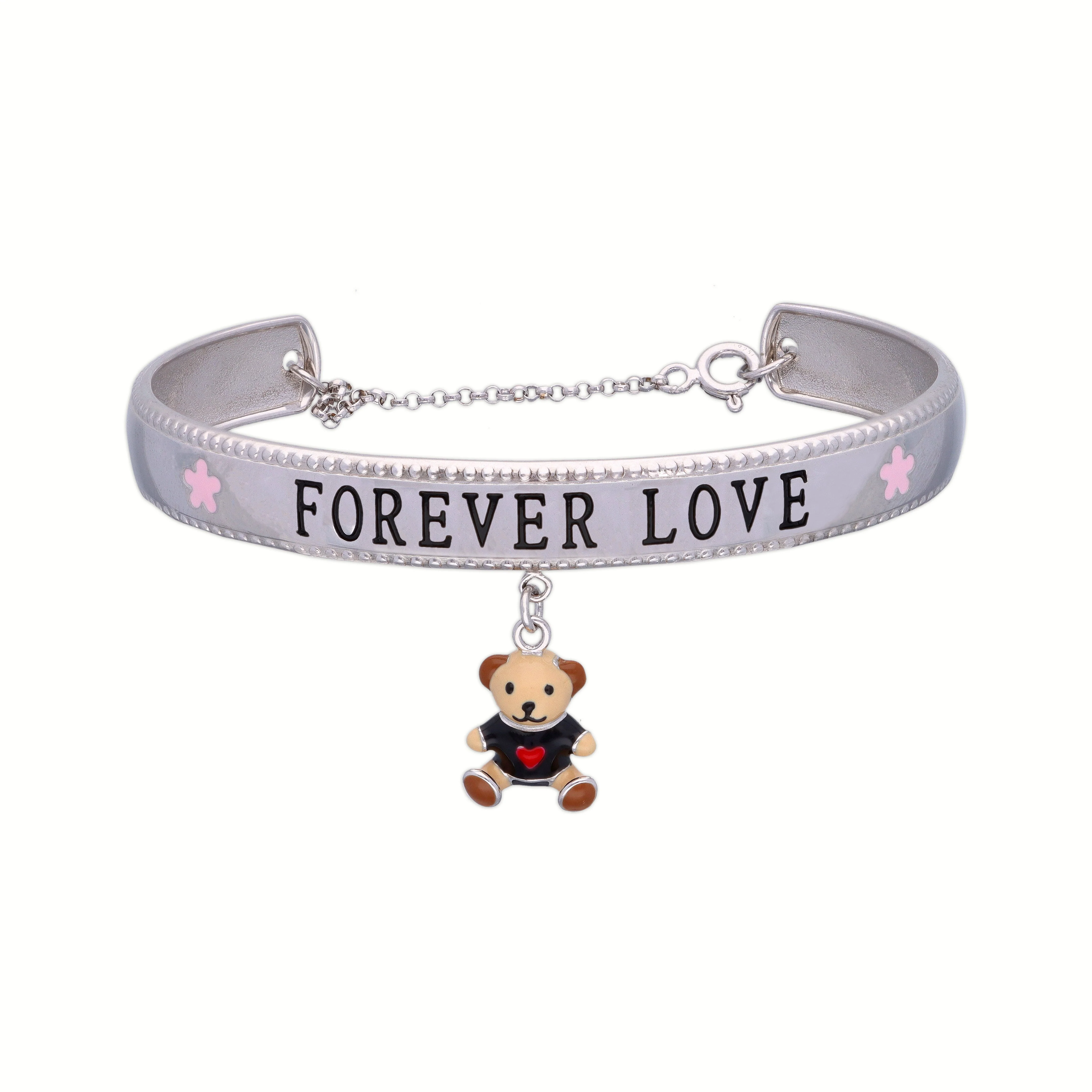 Beary Hug Charm Silver Children Bracelet - Image 3