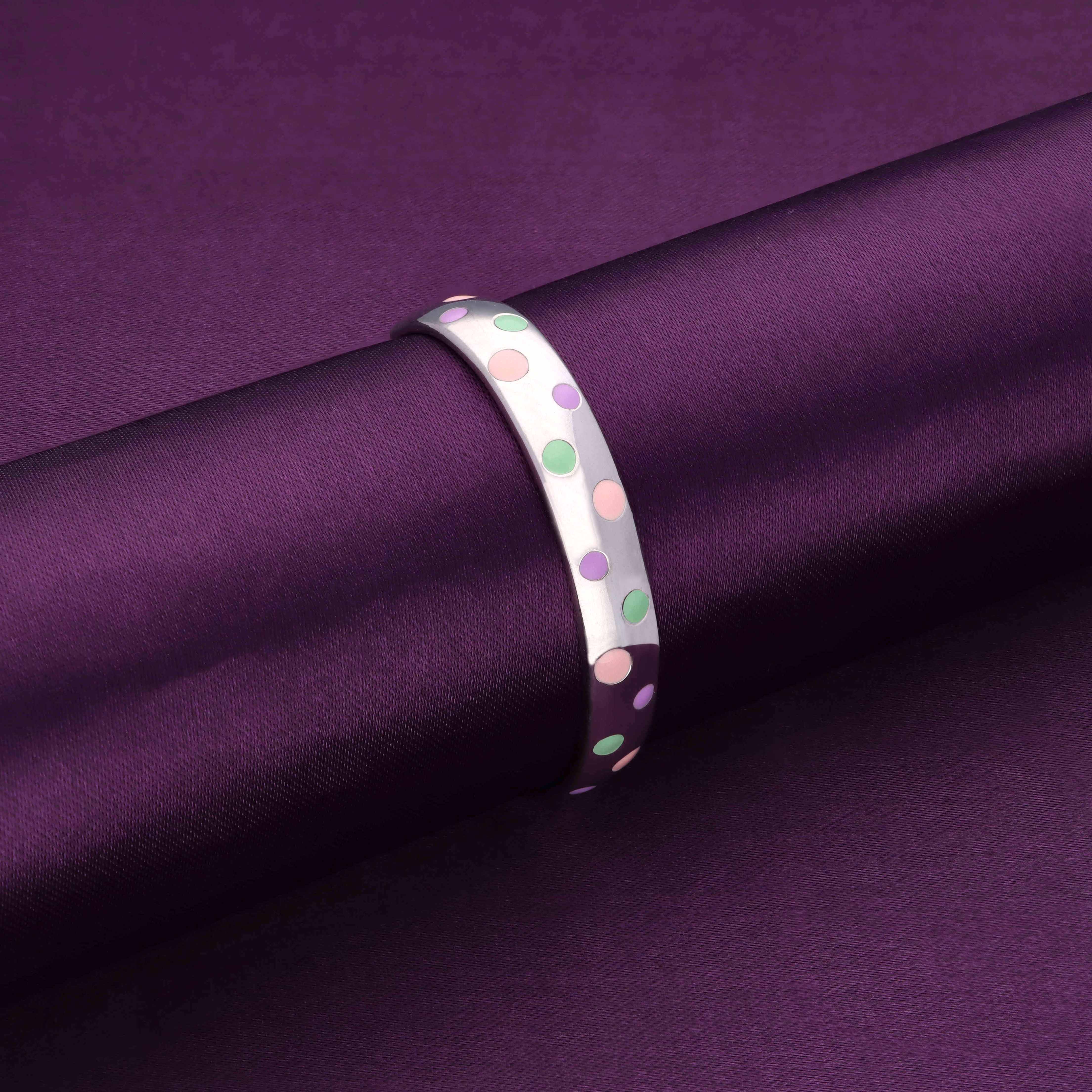 Cute Polka Dots Cuff Silver Children Bracelet - Image 2