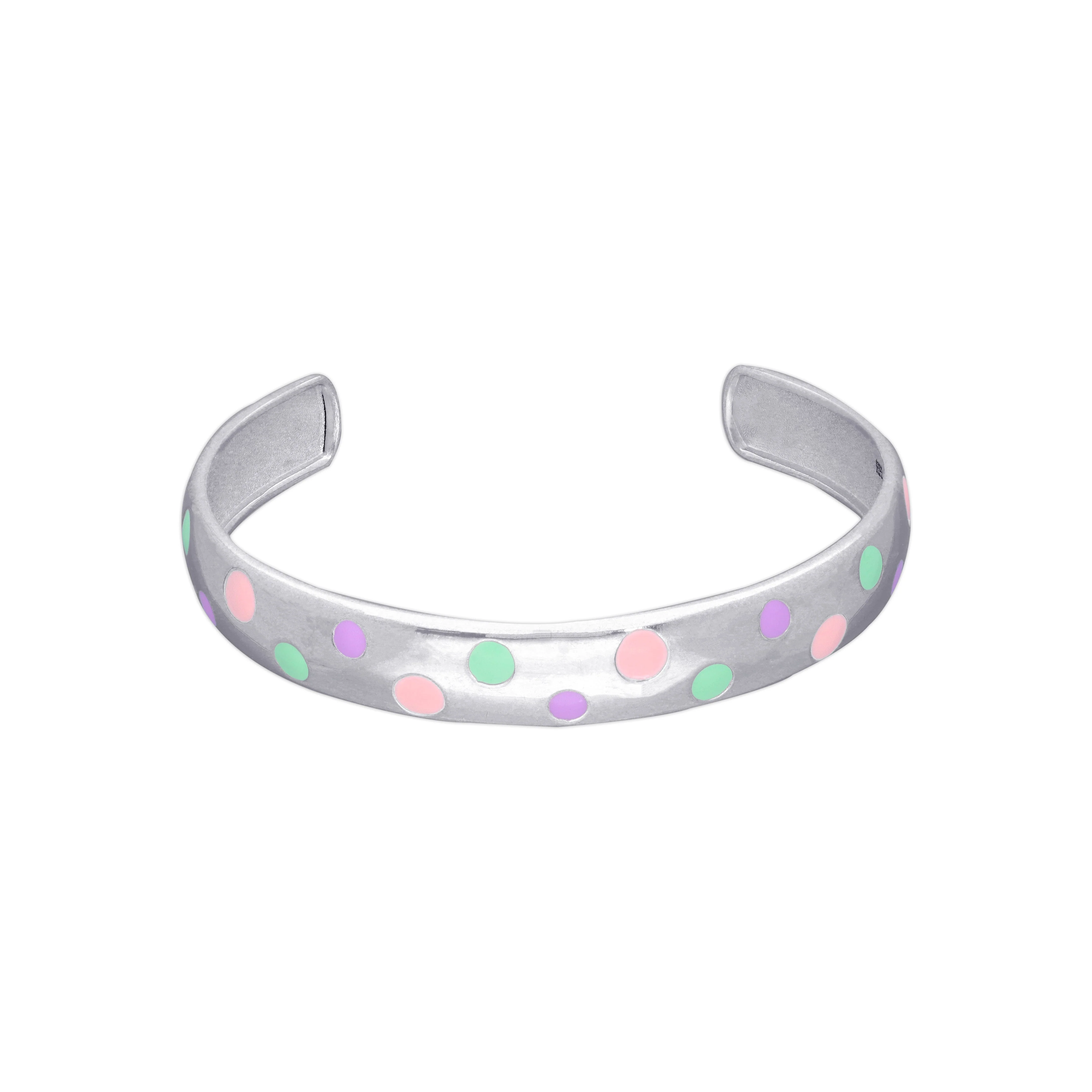 Cute Polka Dots Cuff Silver Children Bracelet - Image 3