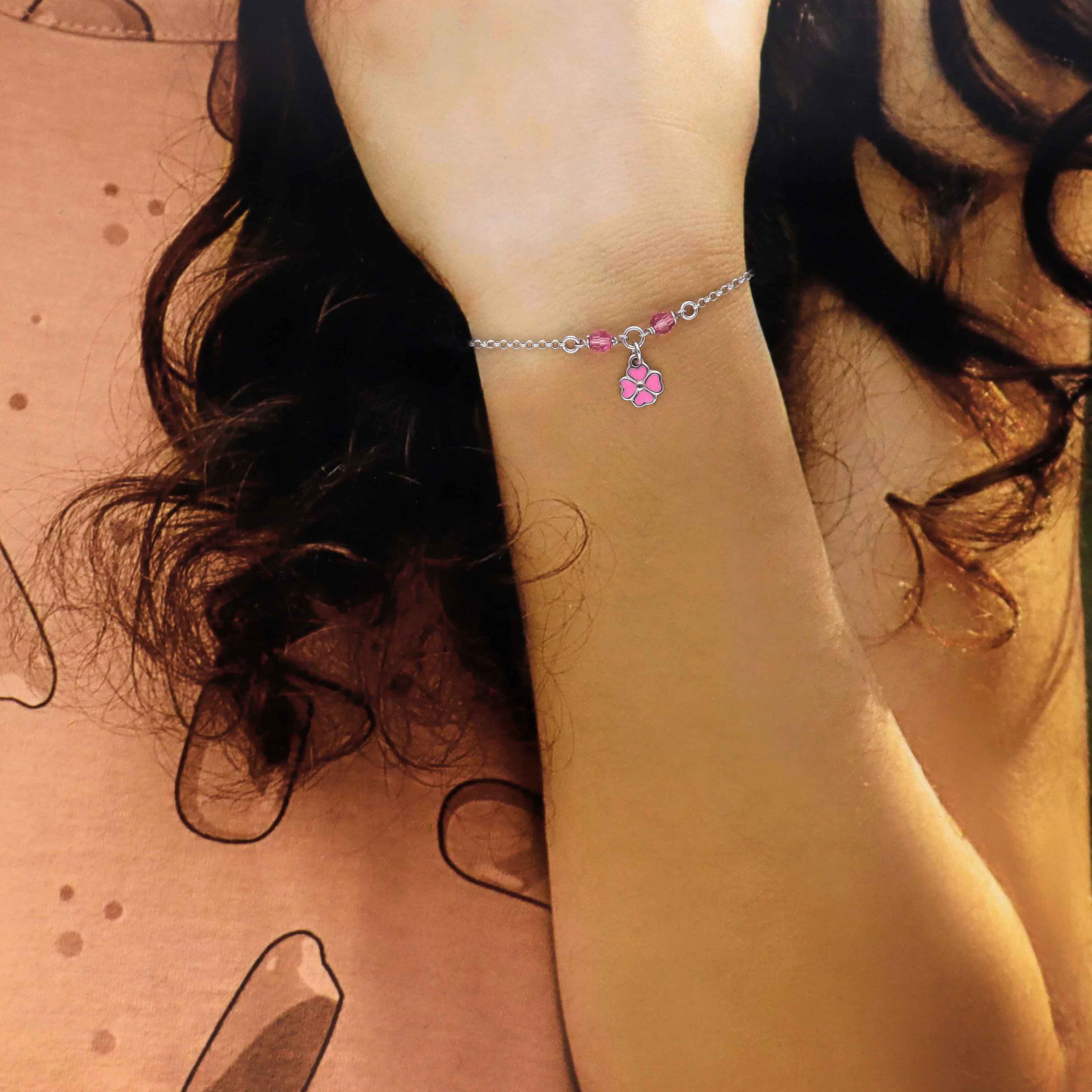 Sterling Silver Floral Children's Bracelet - Image 3