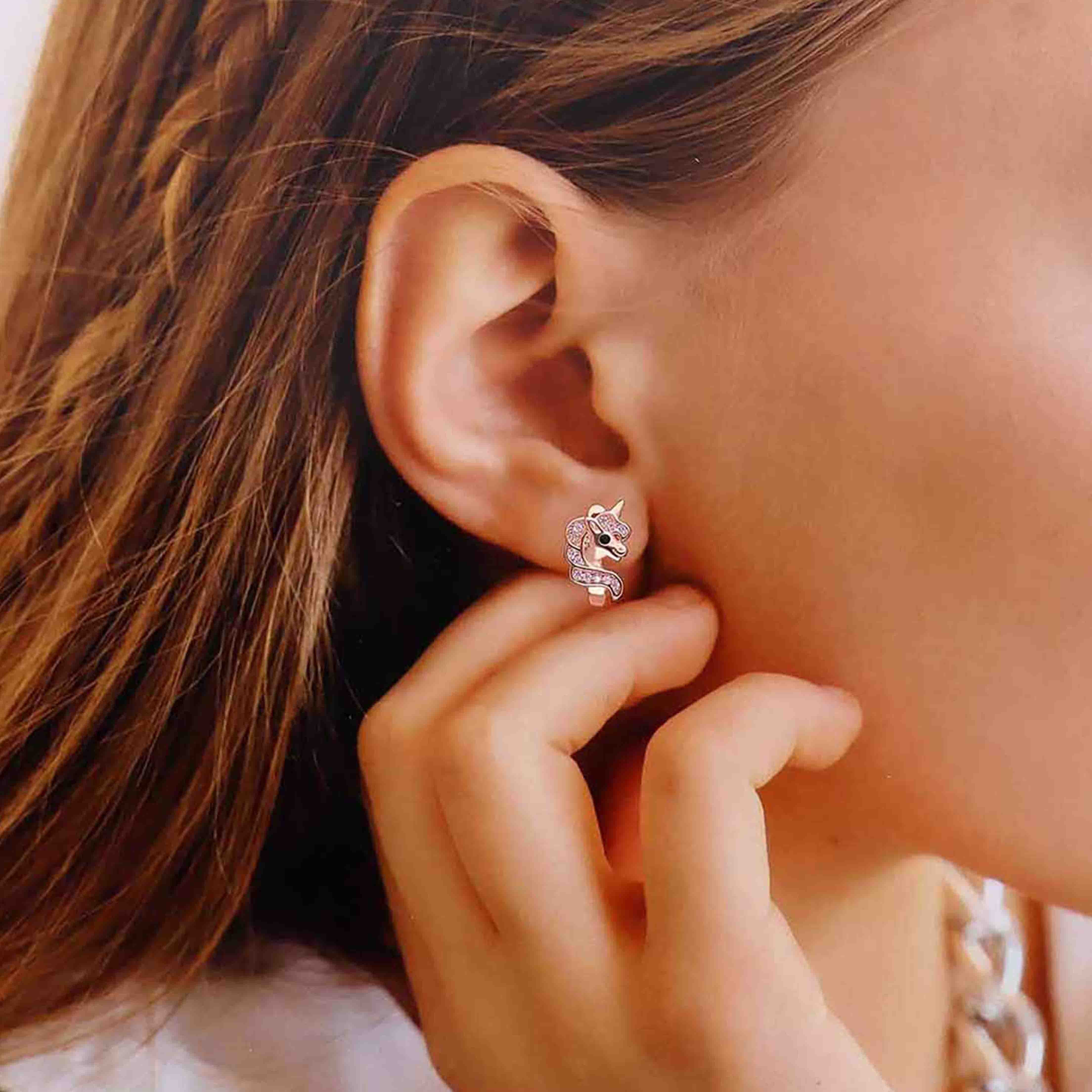 Sterling Silver Children's Unicorn Earring - Image 4
