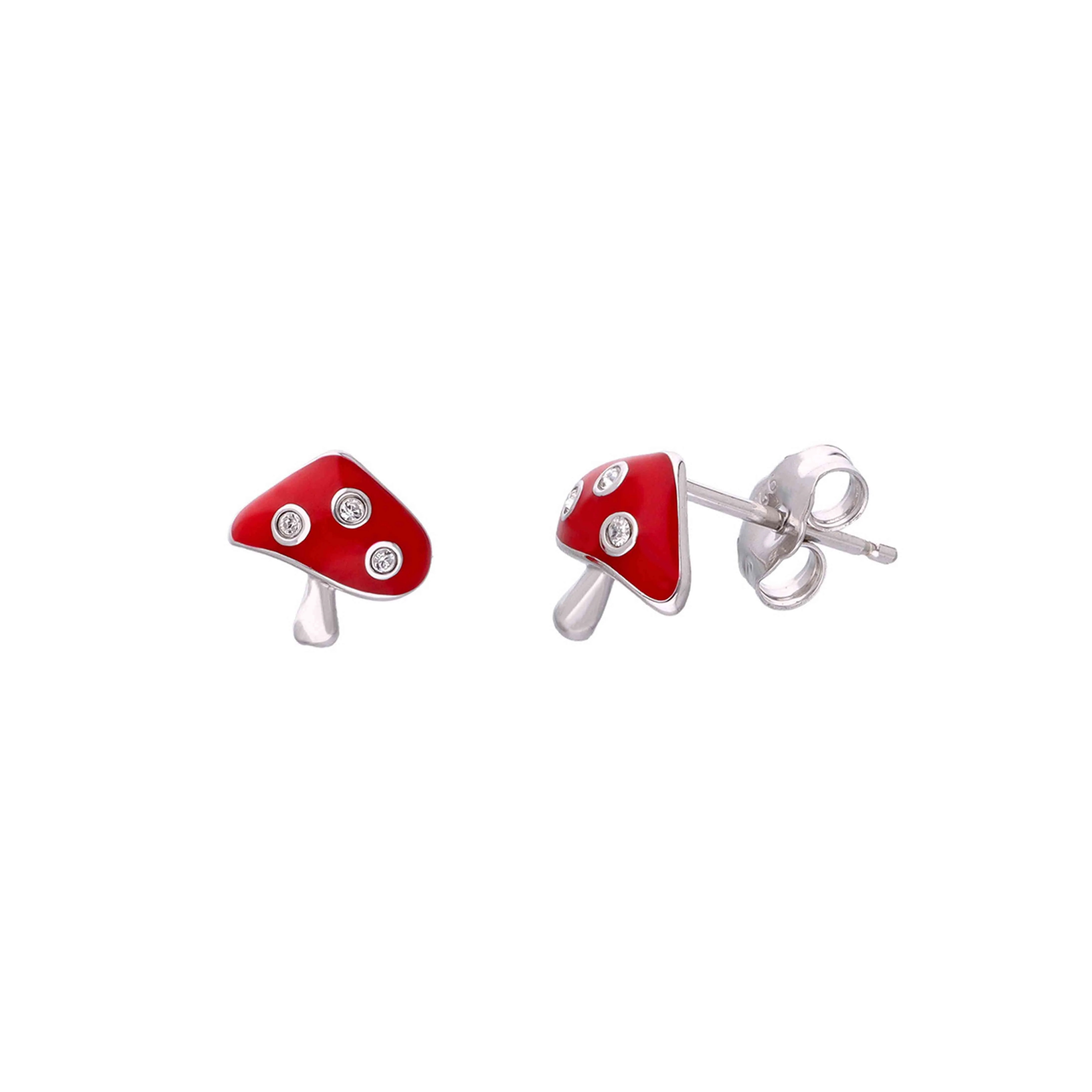 Kids Mushroom Silver Stud Earrings - Image 2