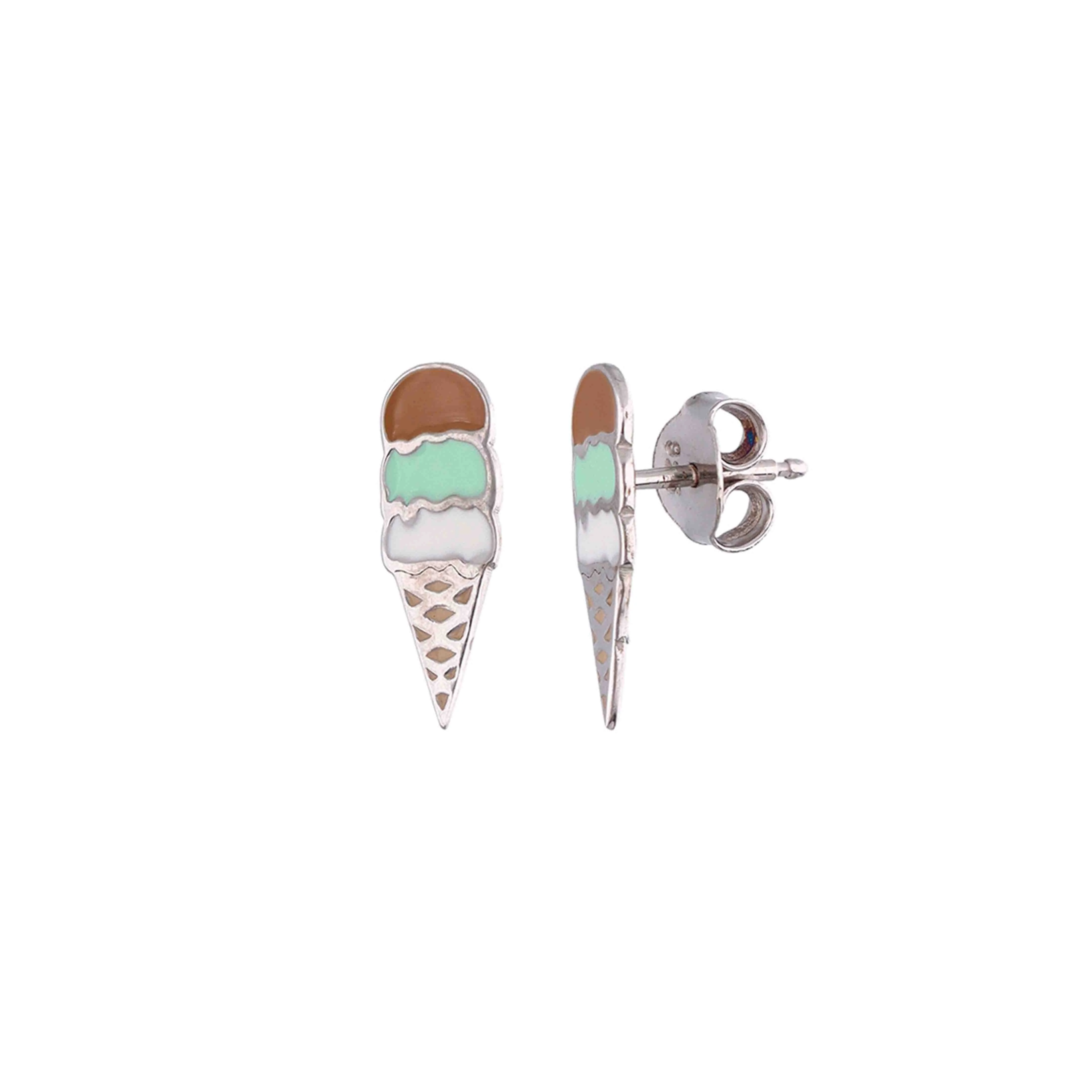 Kids Ice Cream Silver Stud Earrings - Image 2