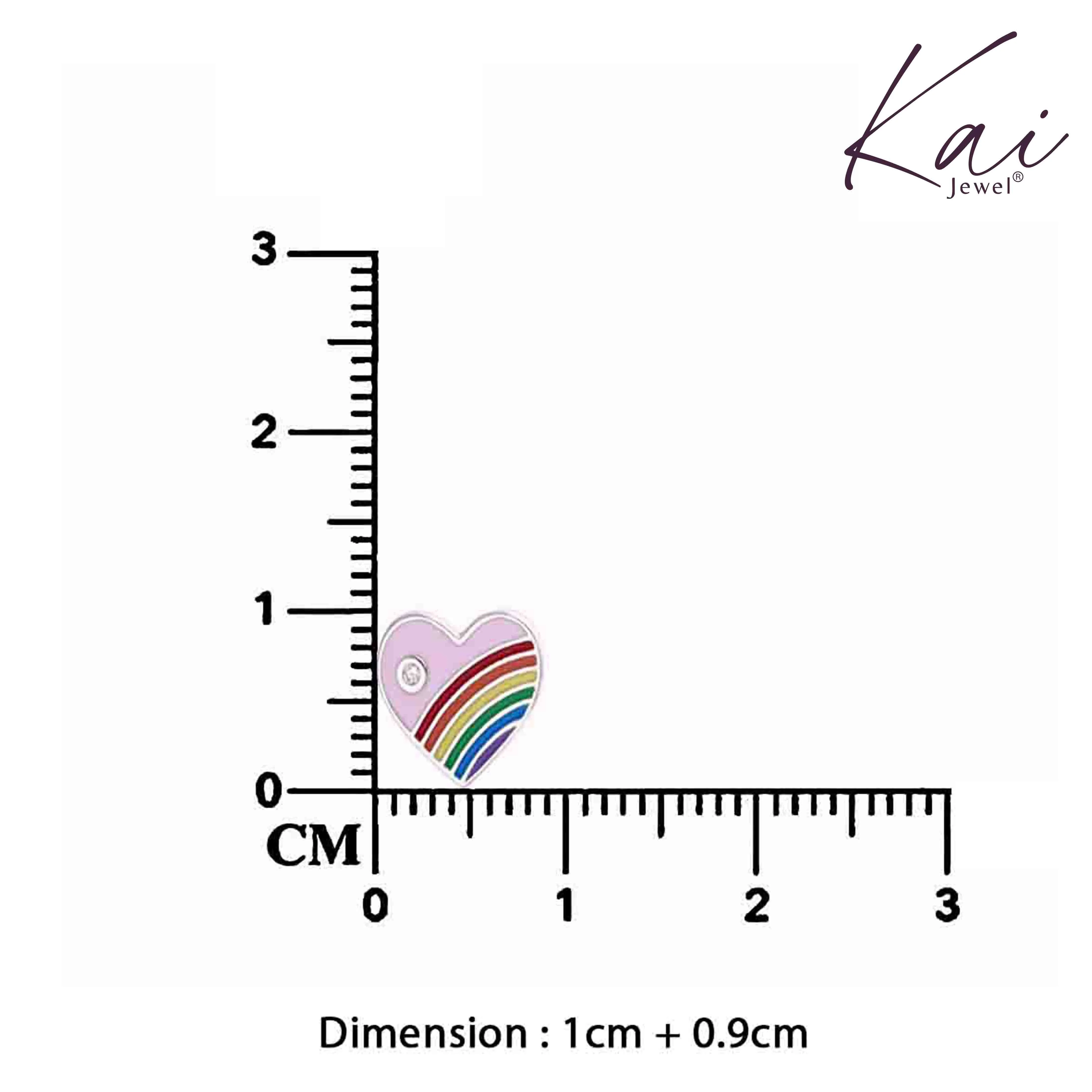 Children's Rainbow Pink Heart Silver Earrings - Image 3