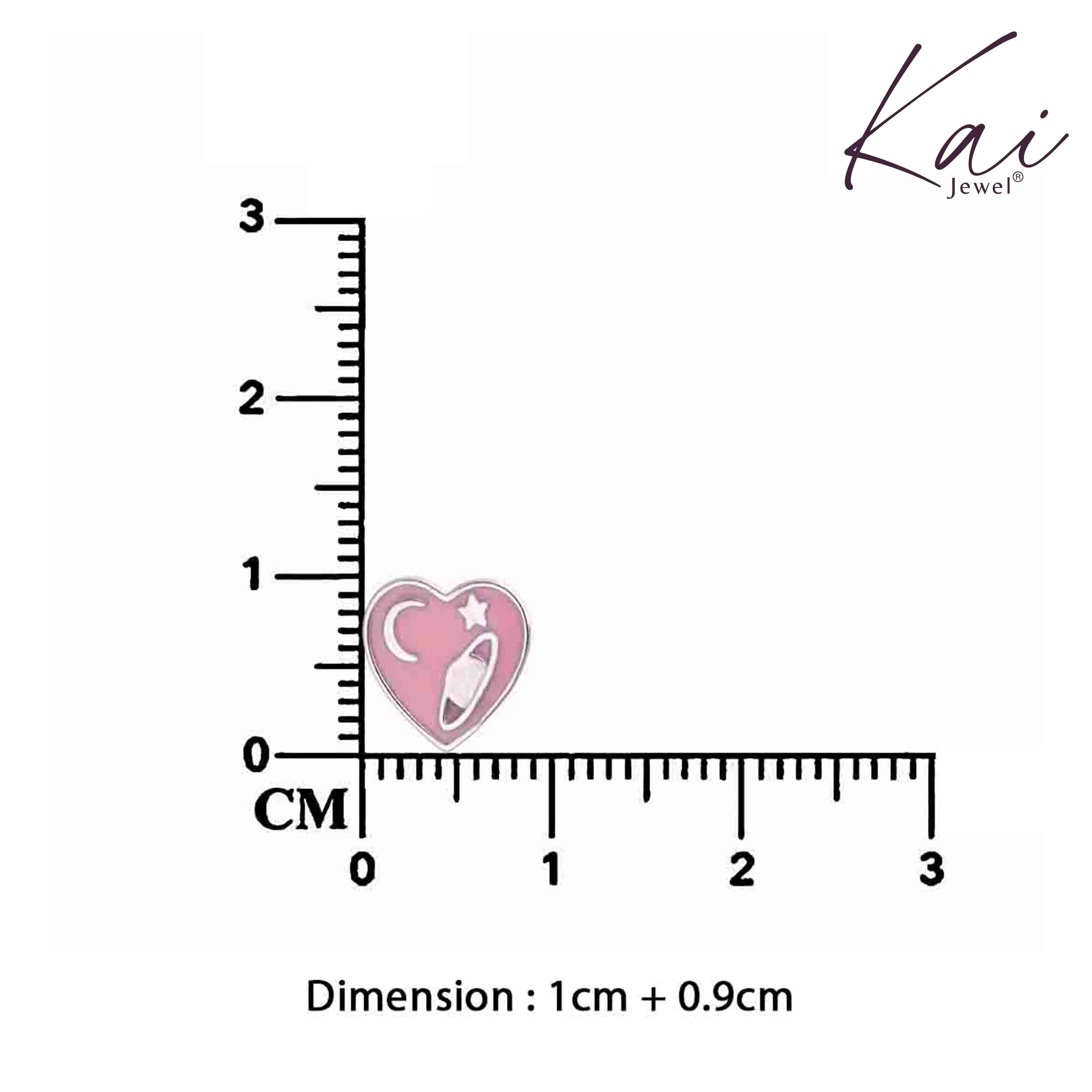 Children's Celestial Pink Heart Silver Earrings - Image 3