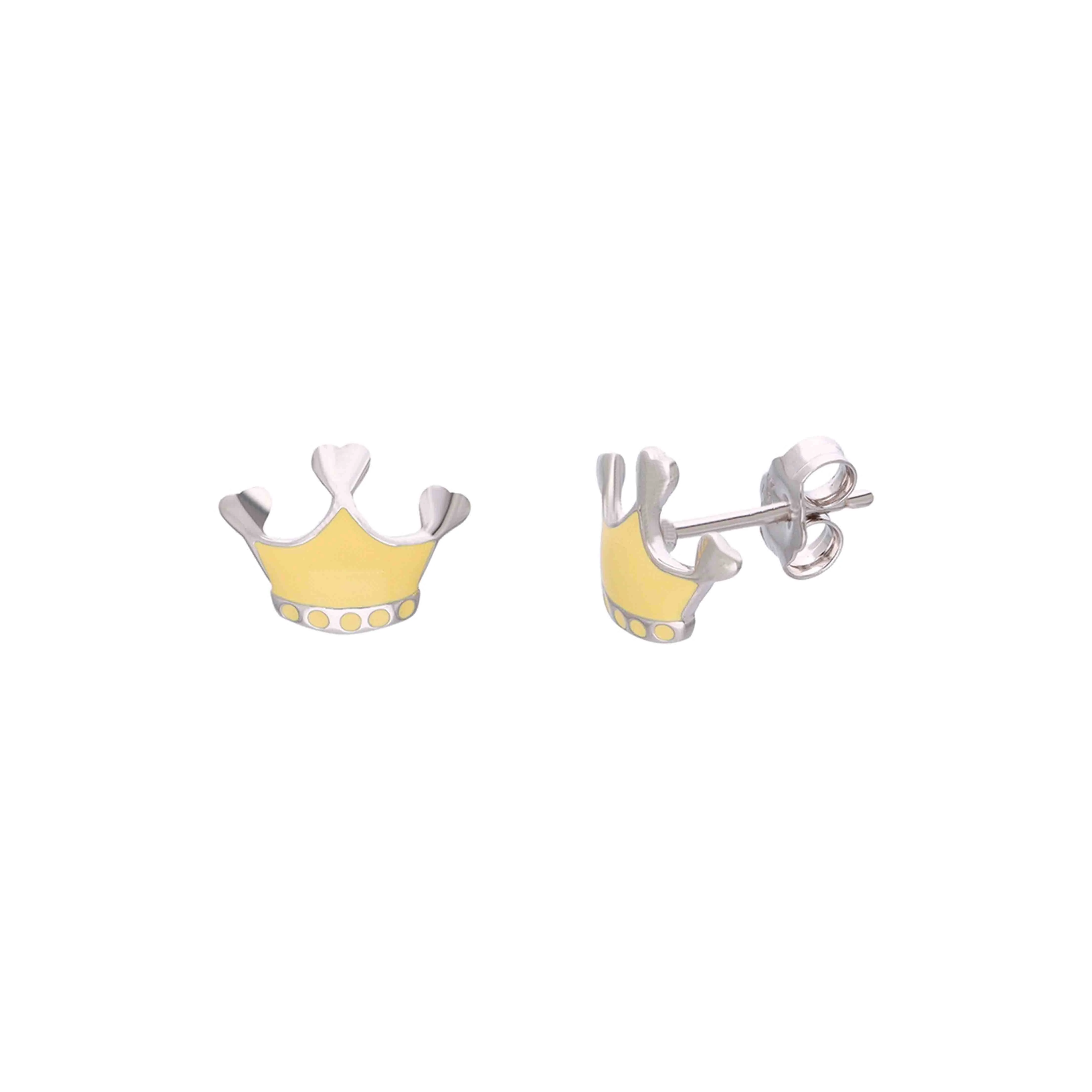 Kids Crown Silver Earrings - Image 2