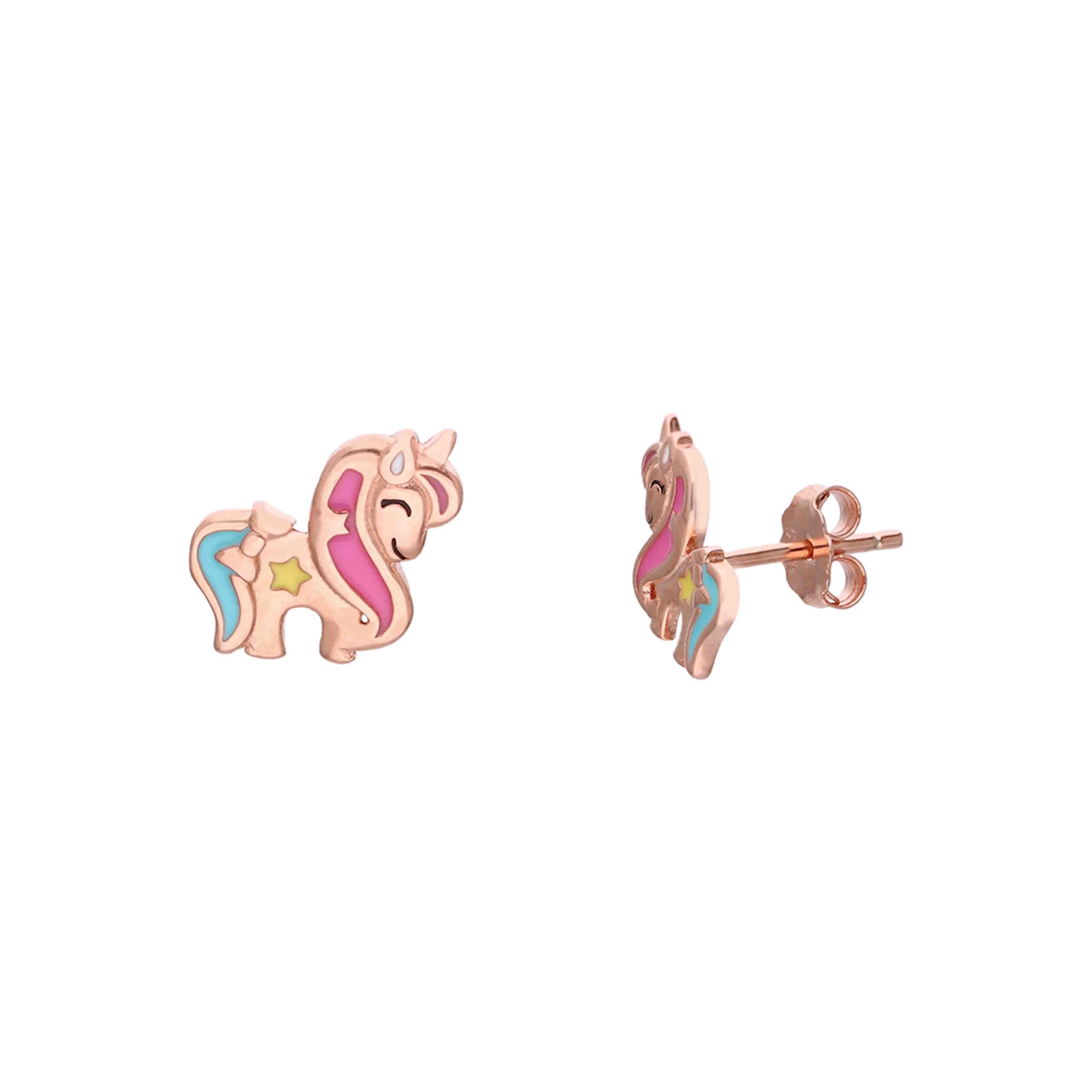 Kids Colorful Unicorn Sterling Silver Earrings - Image 4
