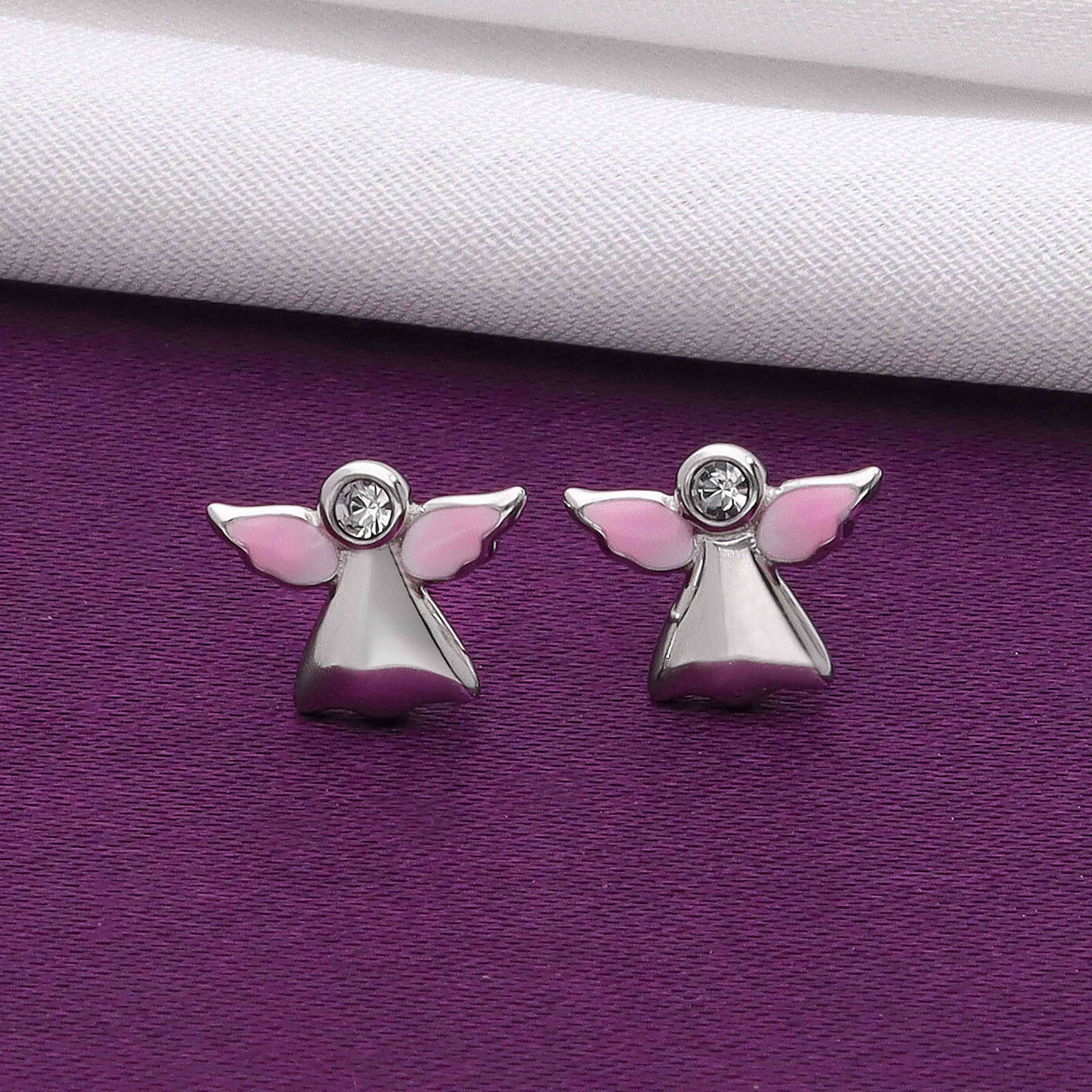 Kids Angel Silver Earrings - Image 2