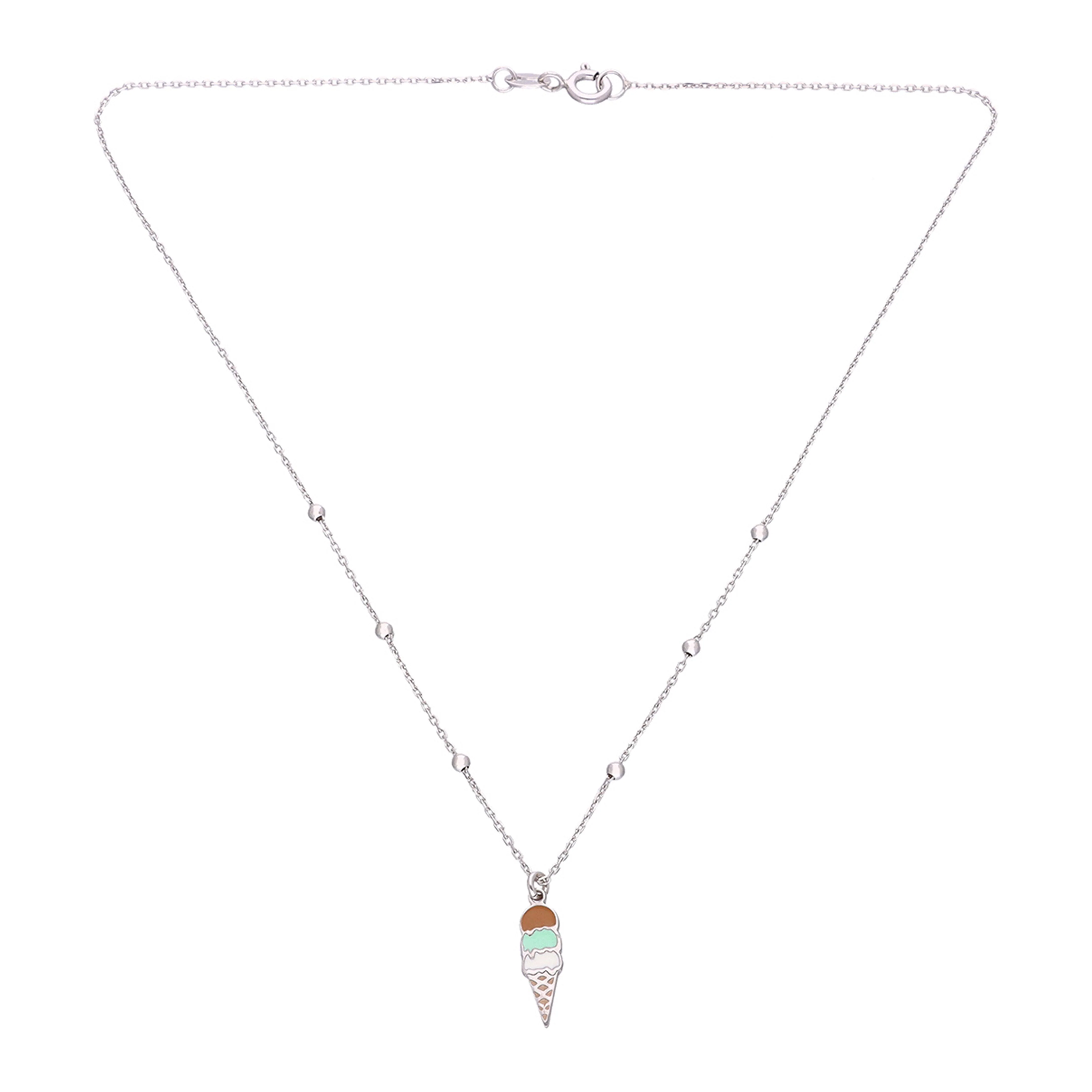 Kids Ice Cream Silver Chain Pendant - Image 2
