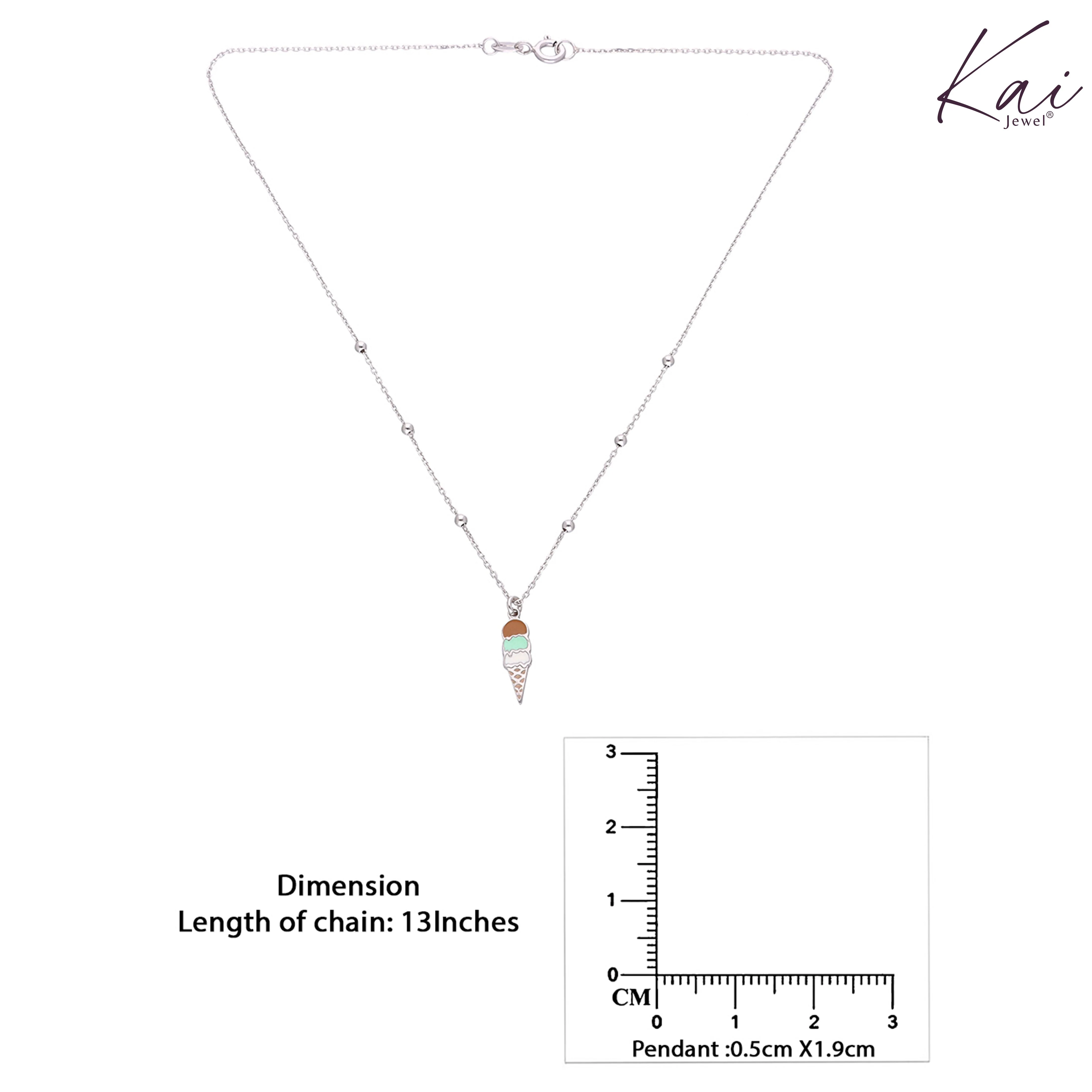Kids Ice Cream Silver Chain Pendant - Image 3
