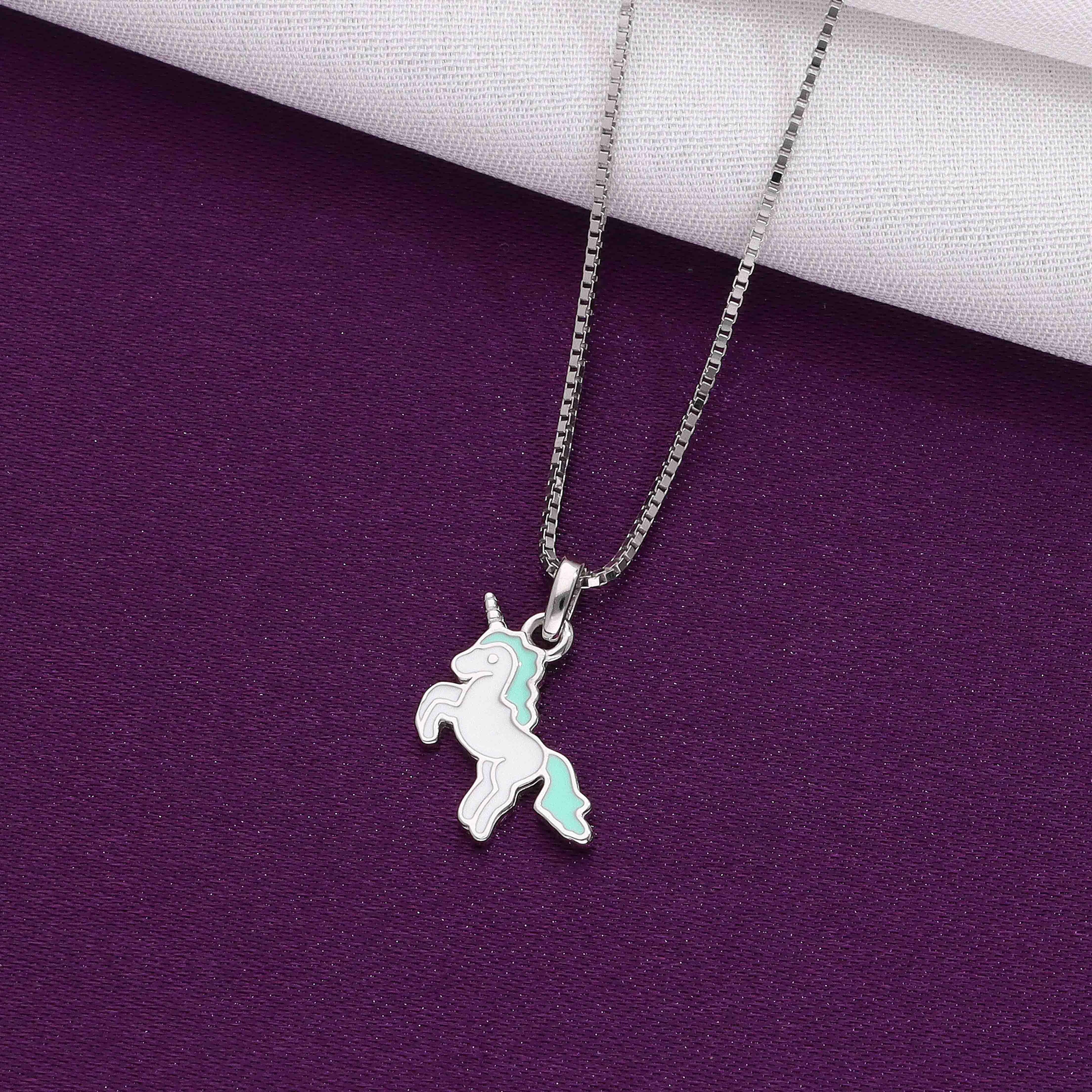 Kids Unicorn Sterling Silver Chain Pendant - Image 2