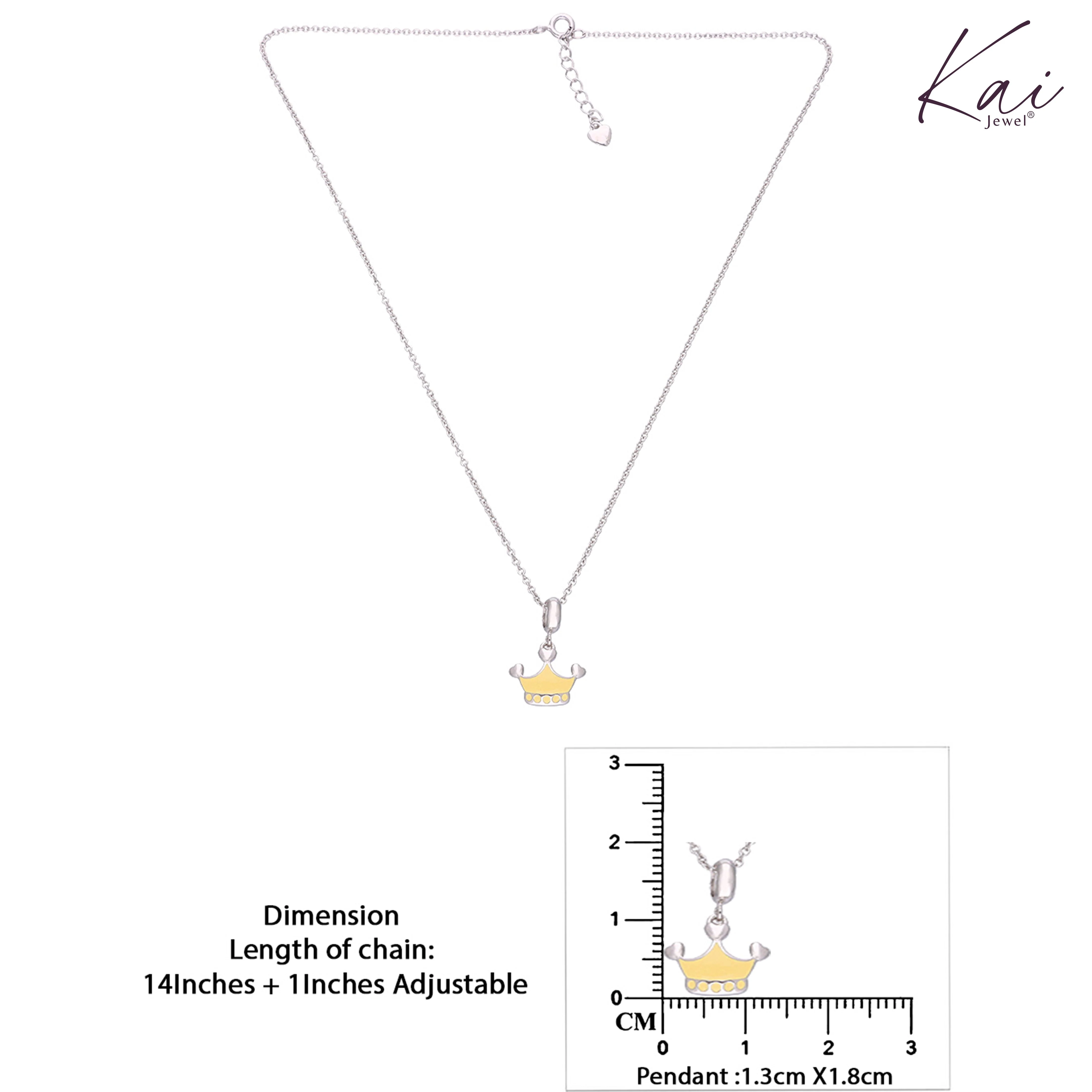 Kids Crown Silver Chain Pendant - Image 3
