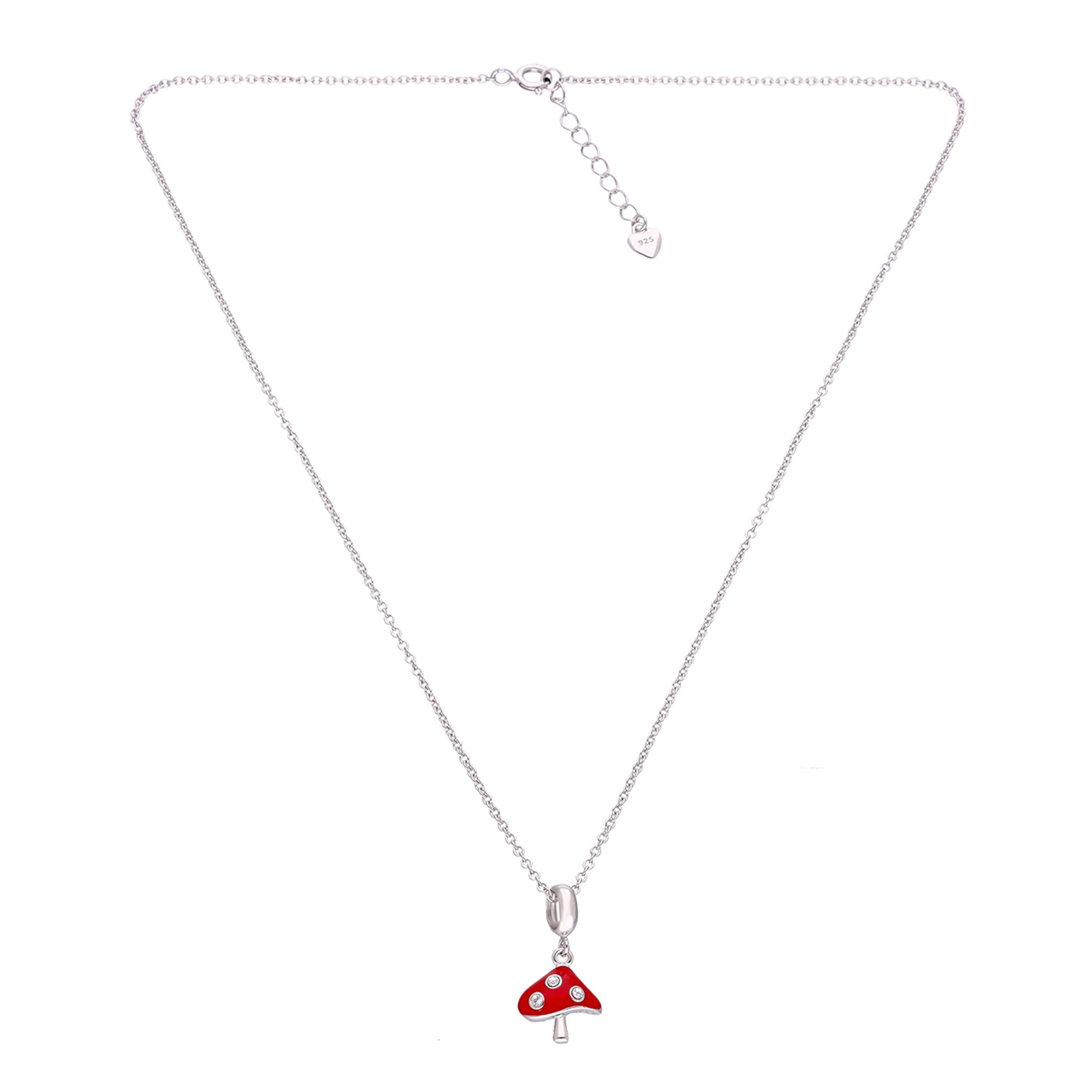 Kids Mushroom Silver Stud Chain Pendant - Image 2