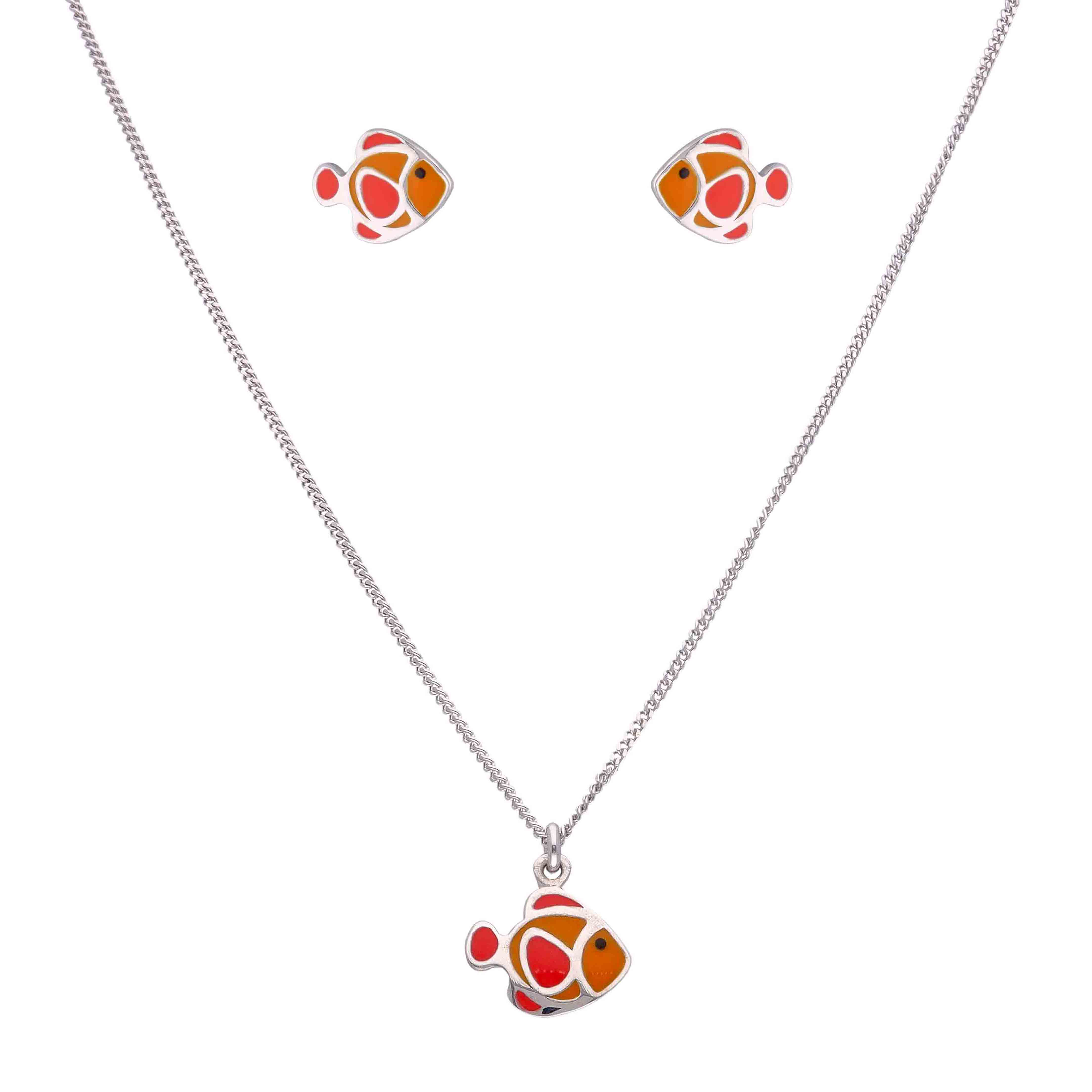 Cute Fish Silver Children Pendant & Earrings Set - Image 2