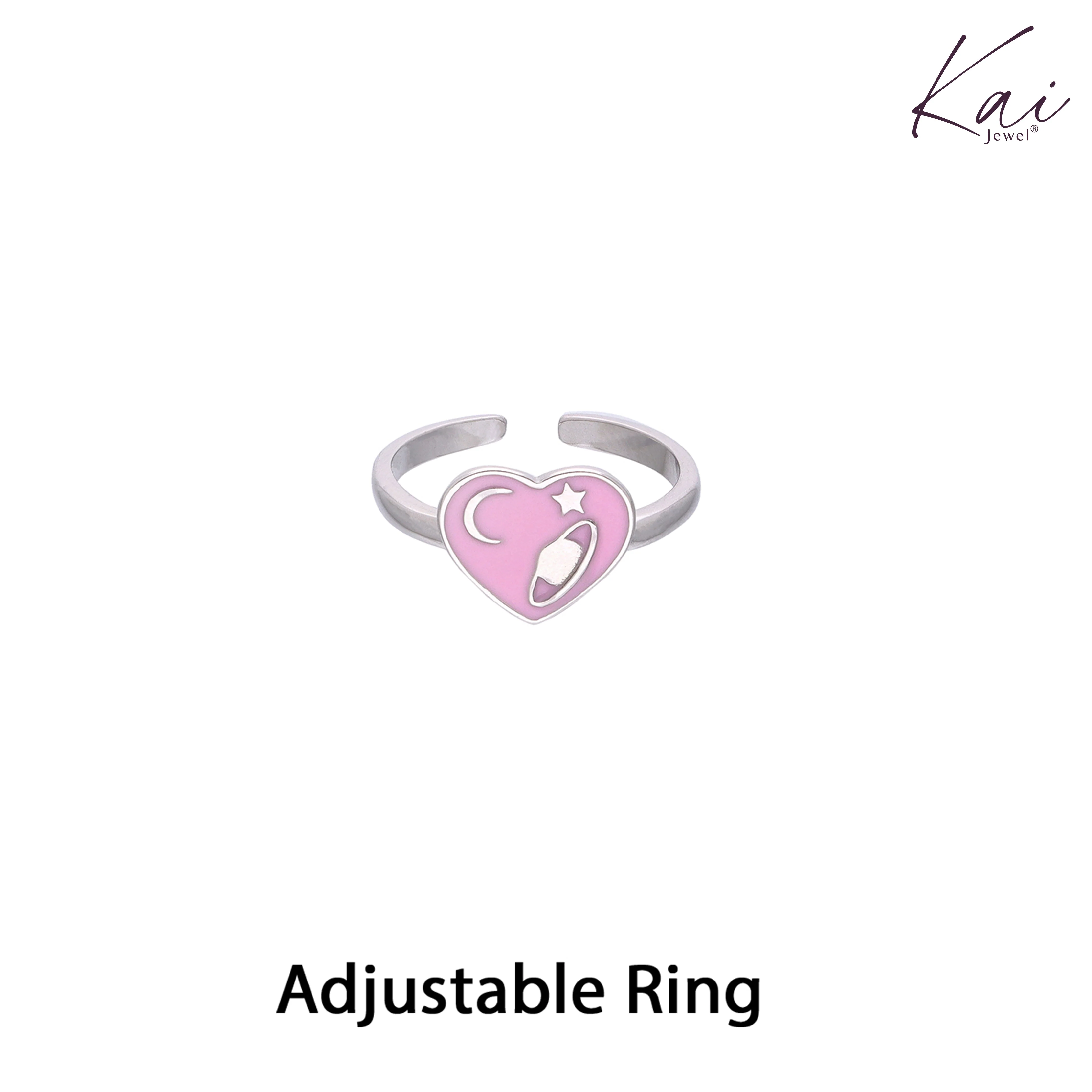 Children's Celestial Blue Heart Silver Ring - Image 4