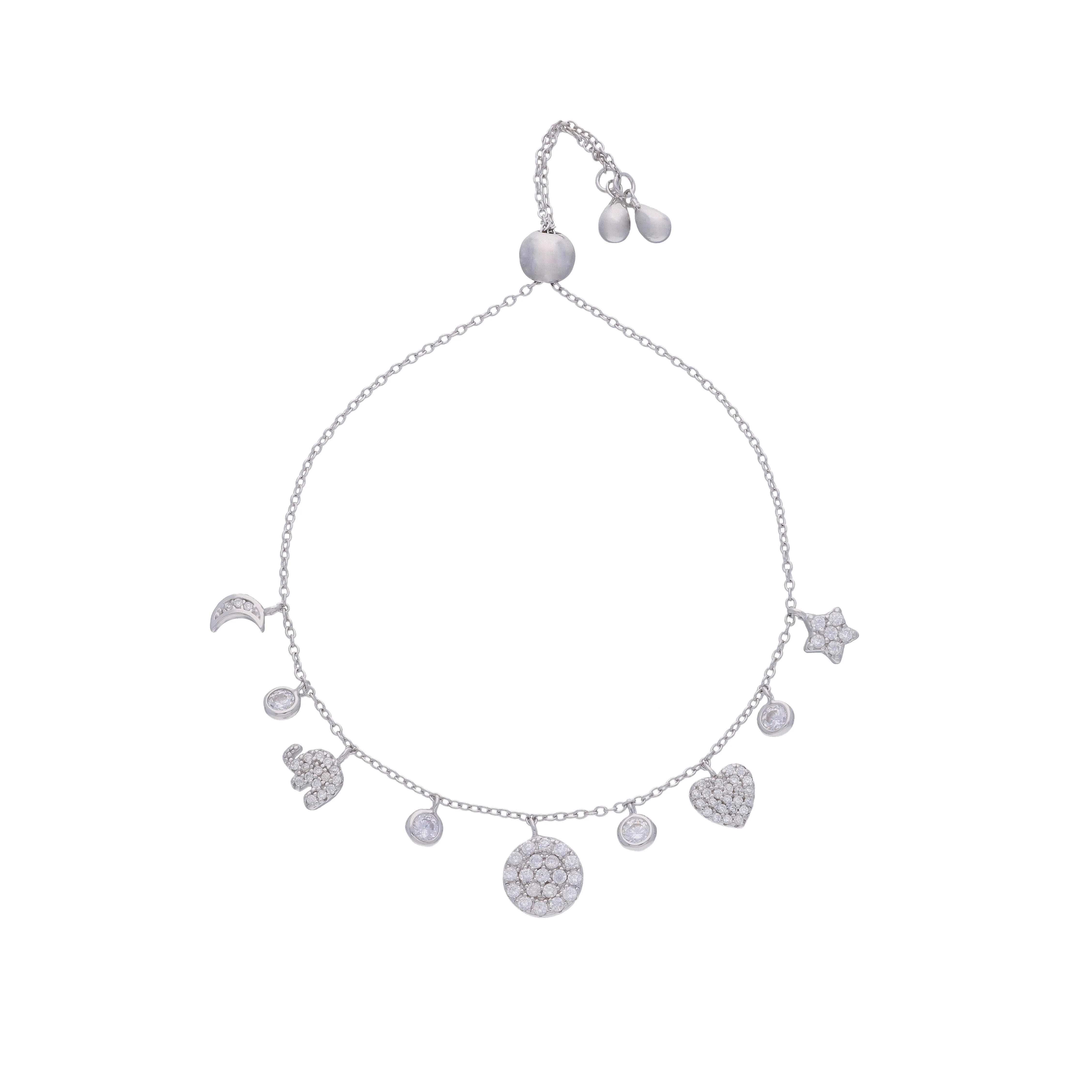 Sparkling Shapes Silver Charm Bracelet - Image 3