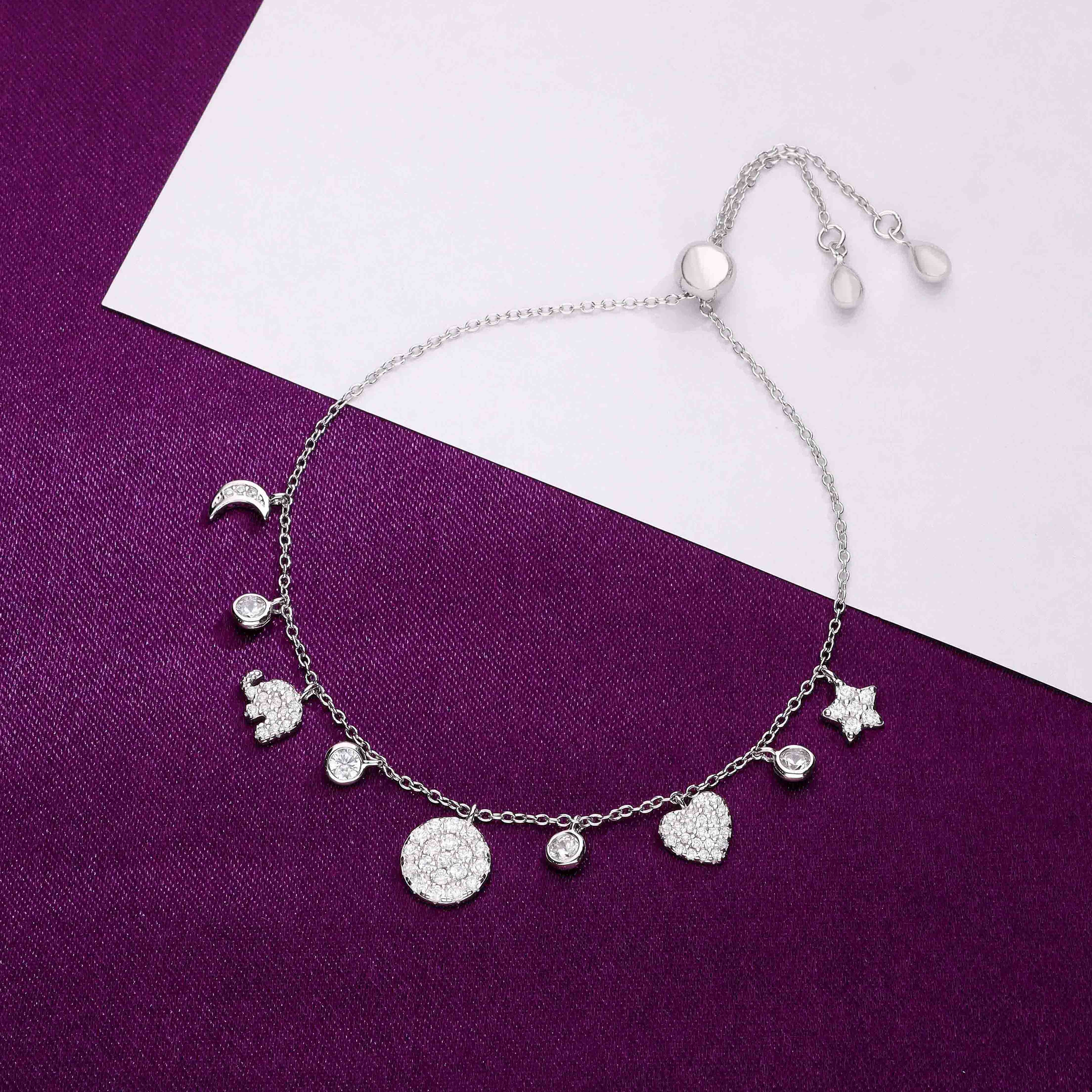Sparkling Shapes Silver Charm Bracelet - Image 6
