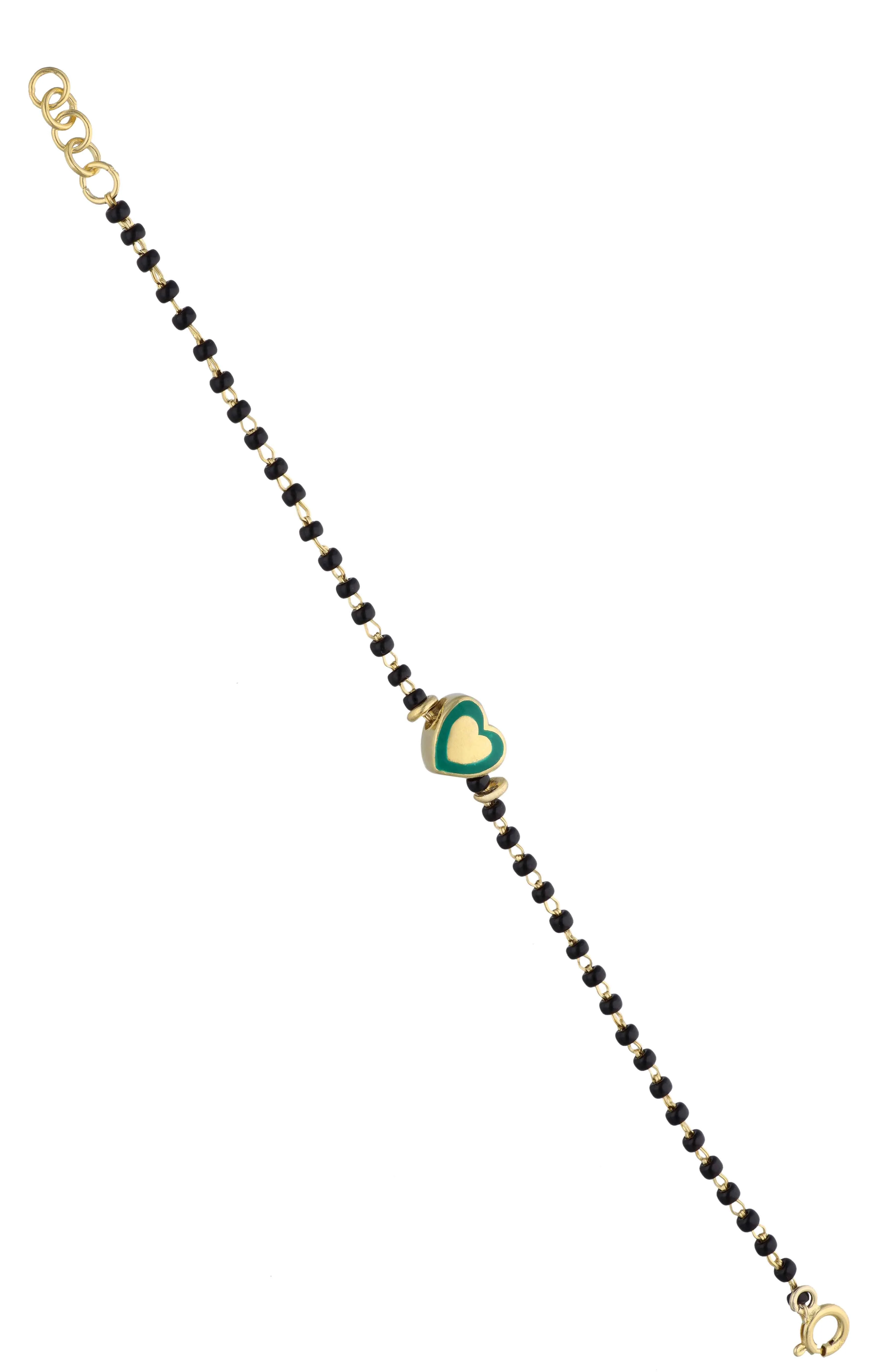 Sterling Red Heart Black Beaded Silver Children Bracelet - Image 6