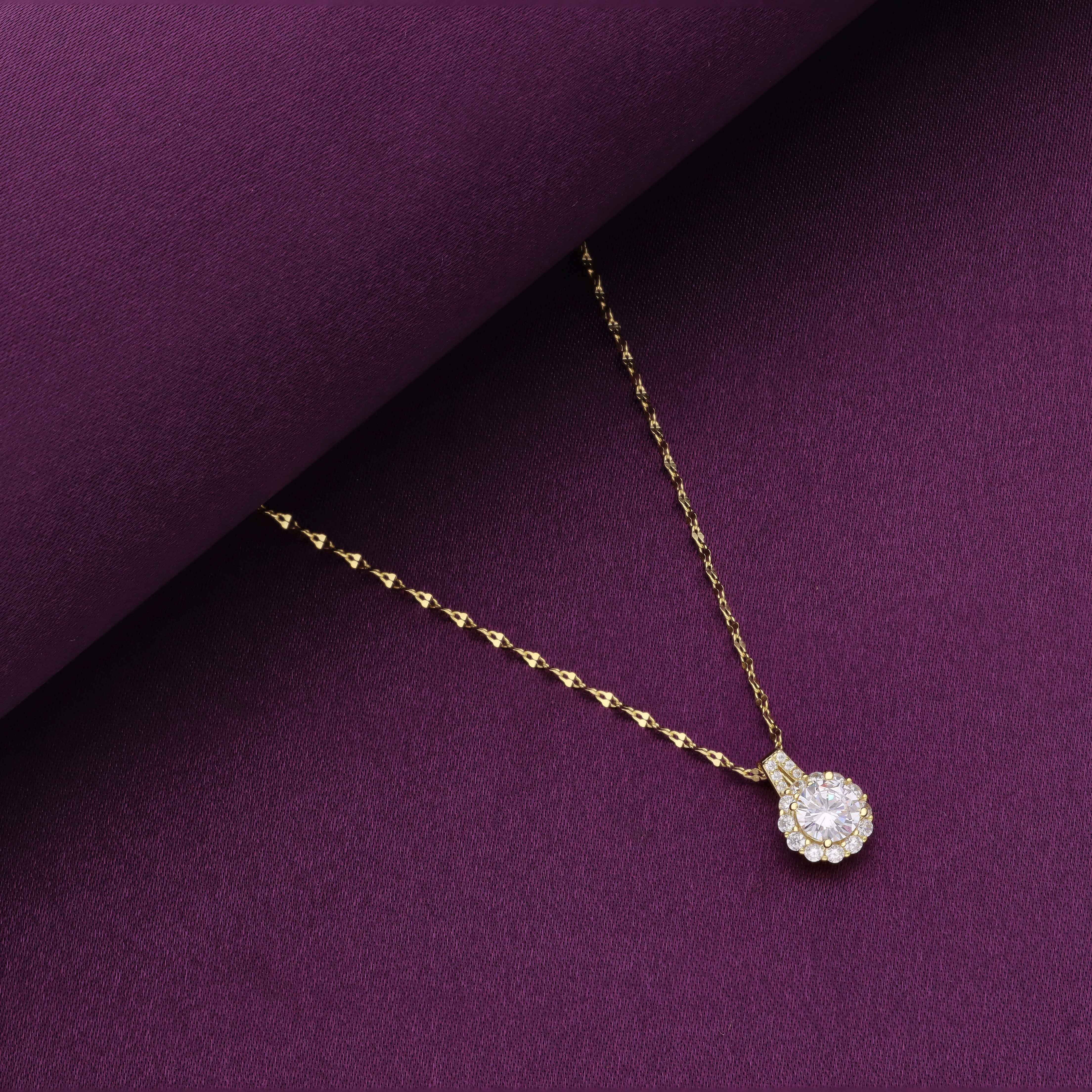 Minimal Crystal Casual Silver Necklace - Image 2