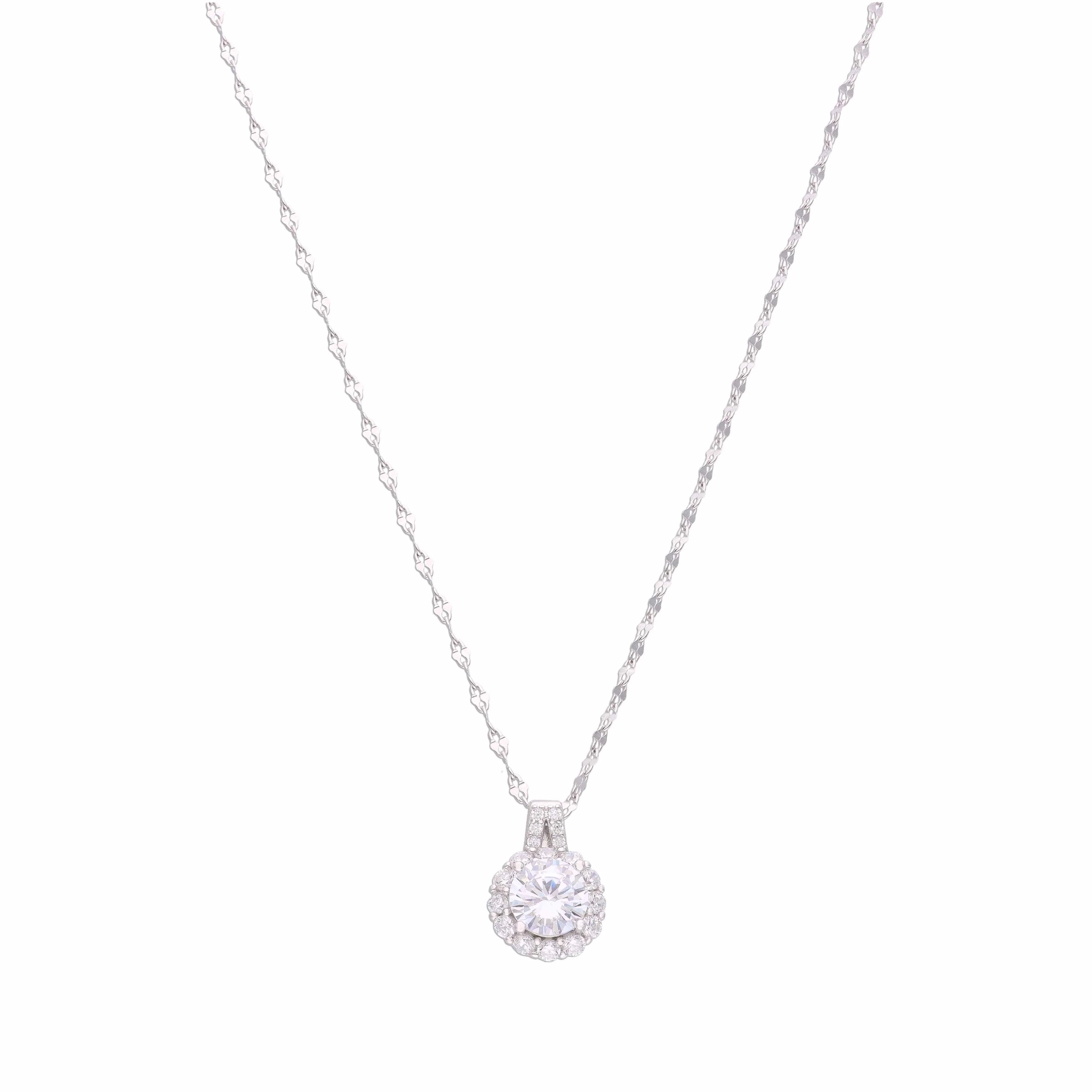 Minimal Crystal Casual Silver Necklace - Image 3