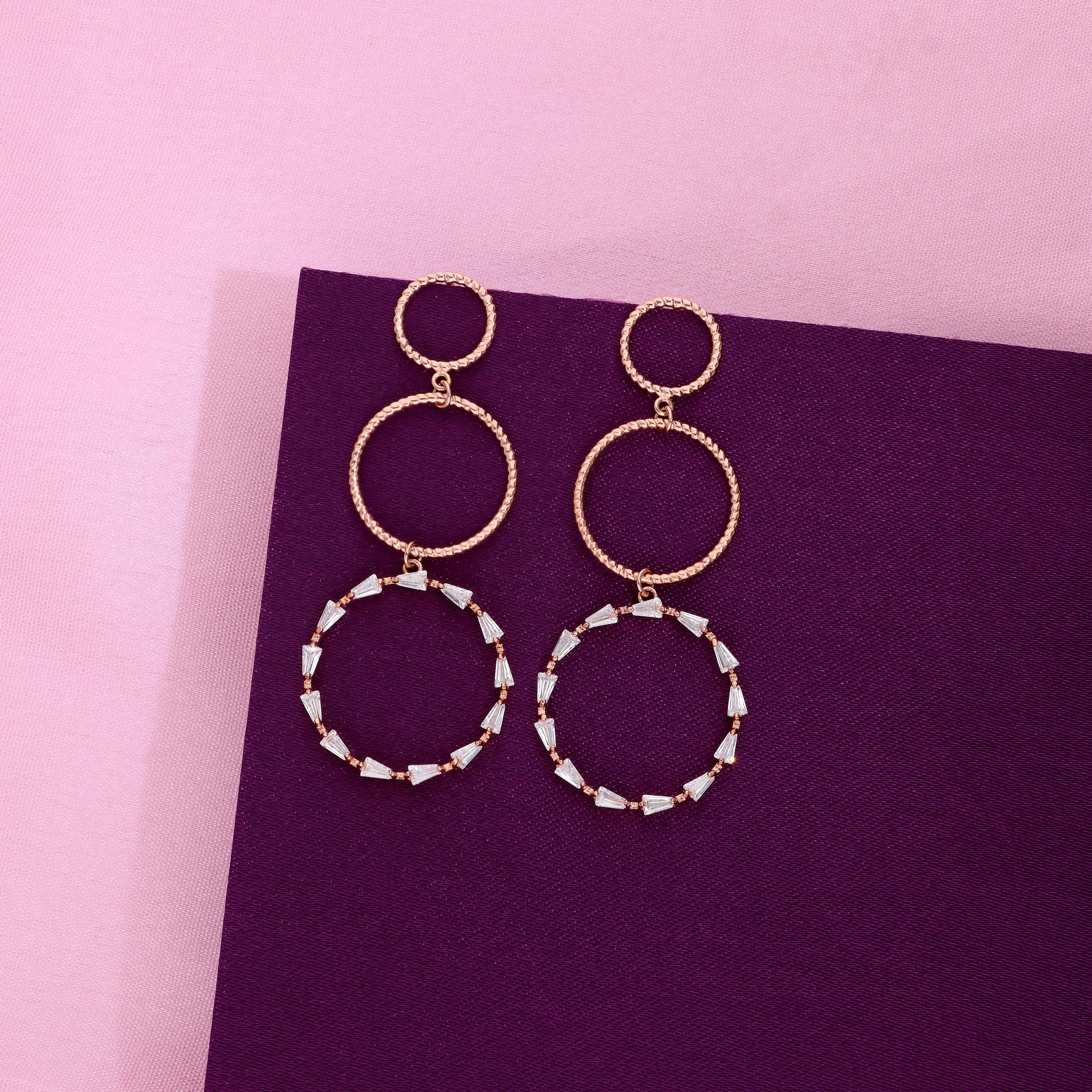 Dazzling Drop Dangler Silver Earrings - Image 4