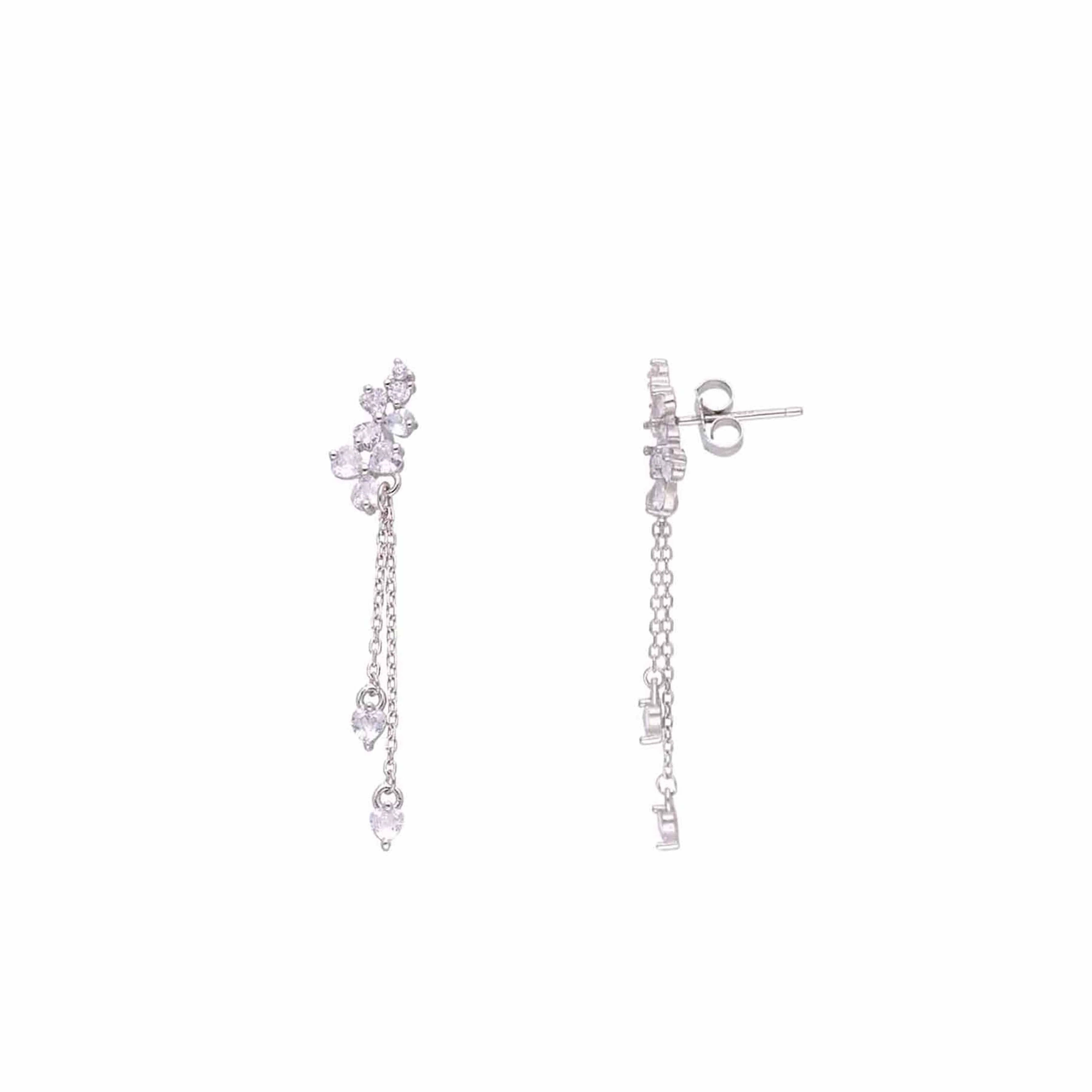 Sterling Silver Chic Floral Zircon Drop Earrings - Image 5
