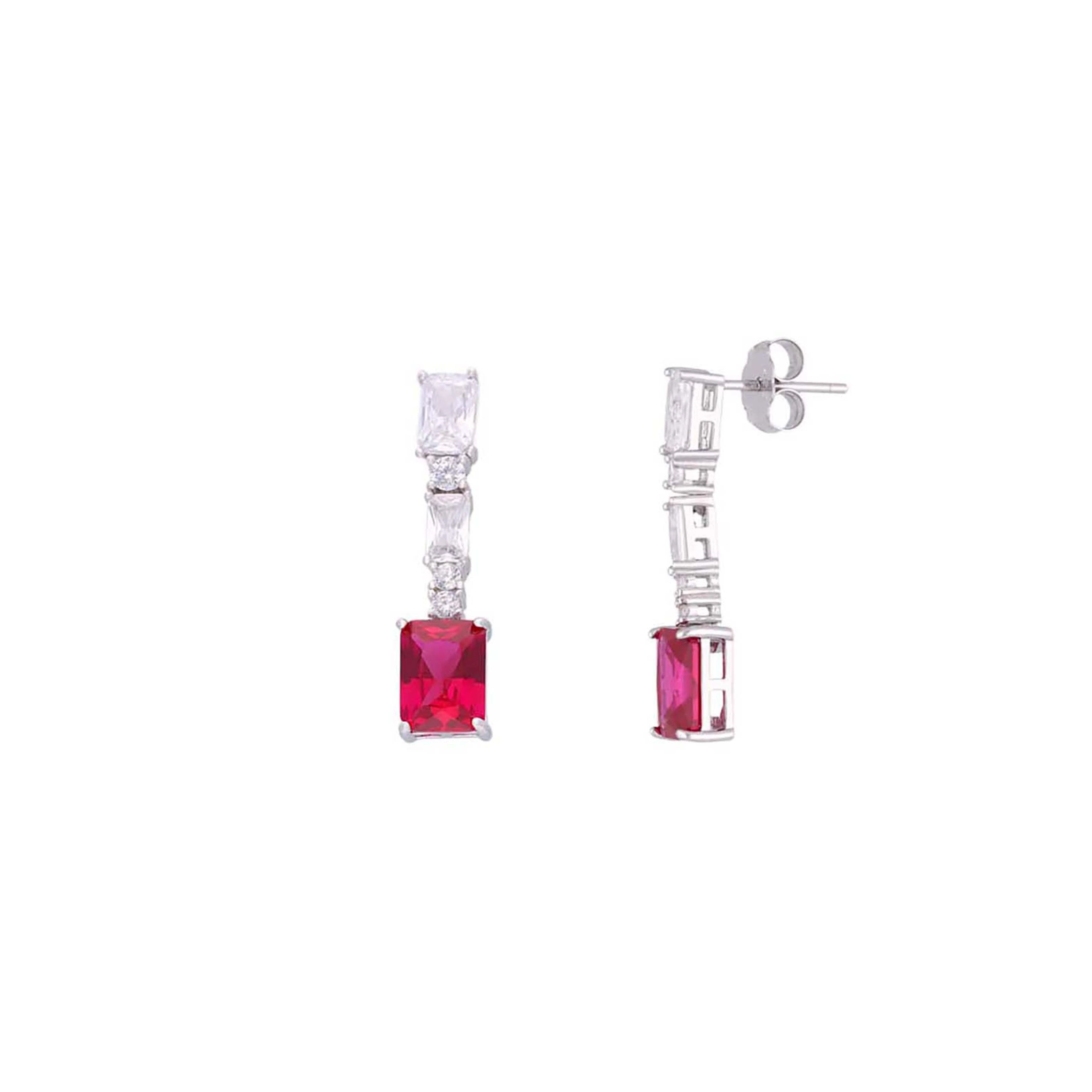 Sterling Silver Baguette Cut Dangler Earrings - Image 7