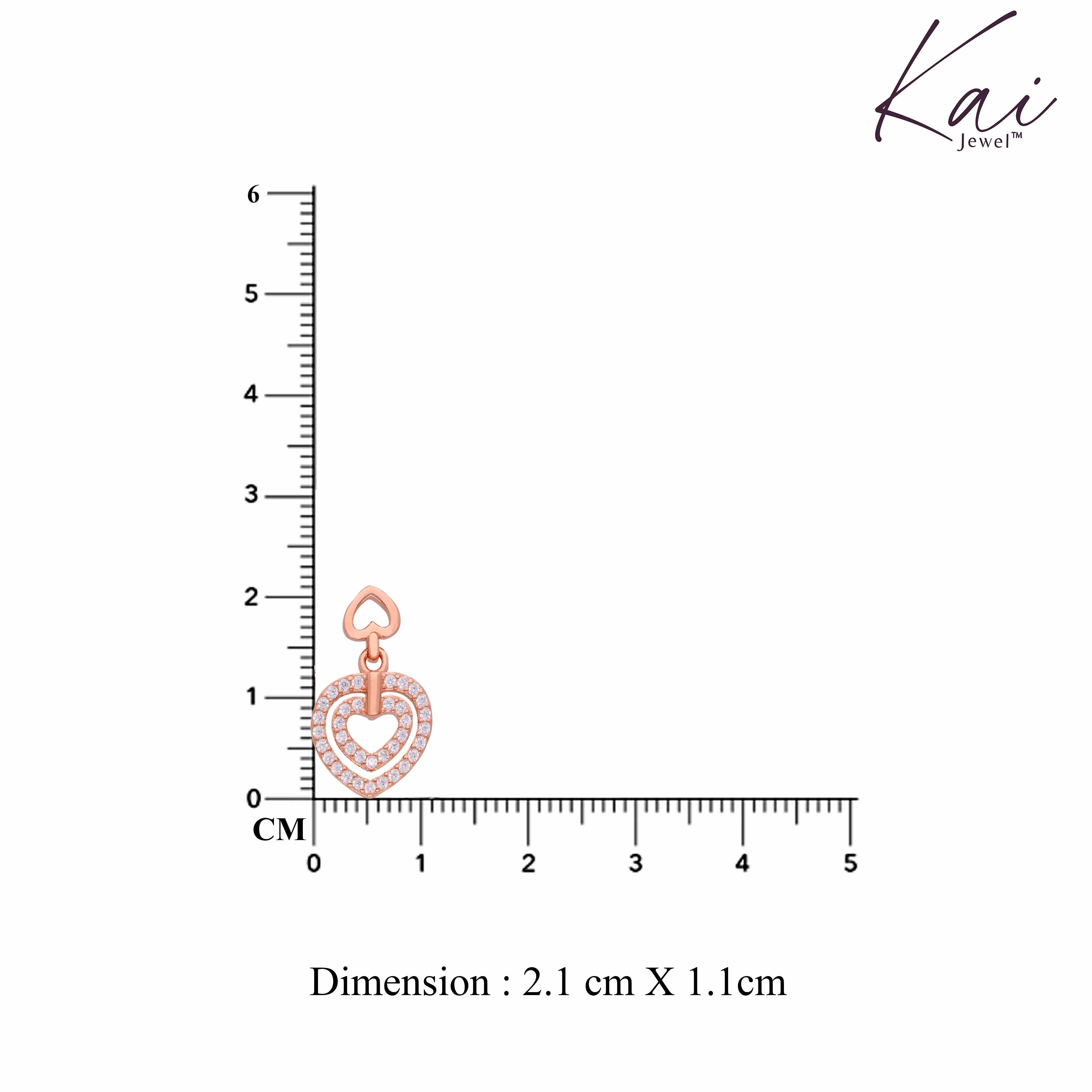 DIAMOND STUDDED DUAL HEARTS SILVER DROP EARRINGS - Image 3