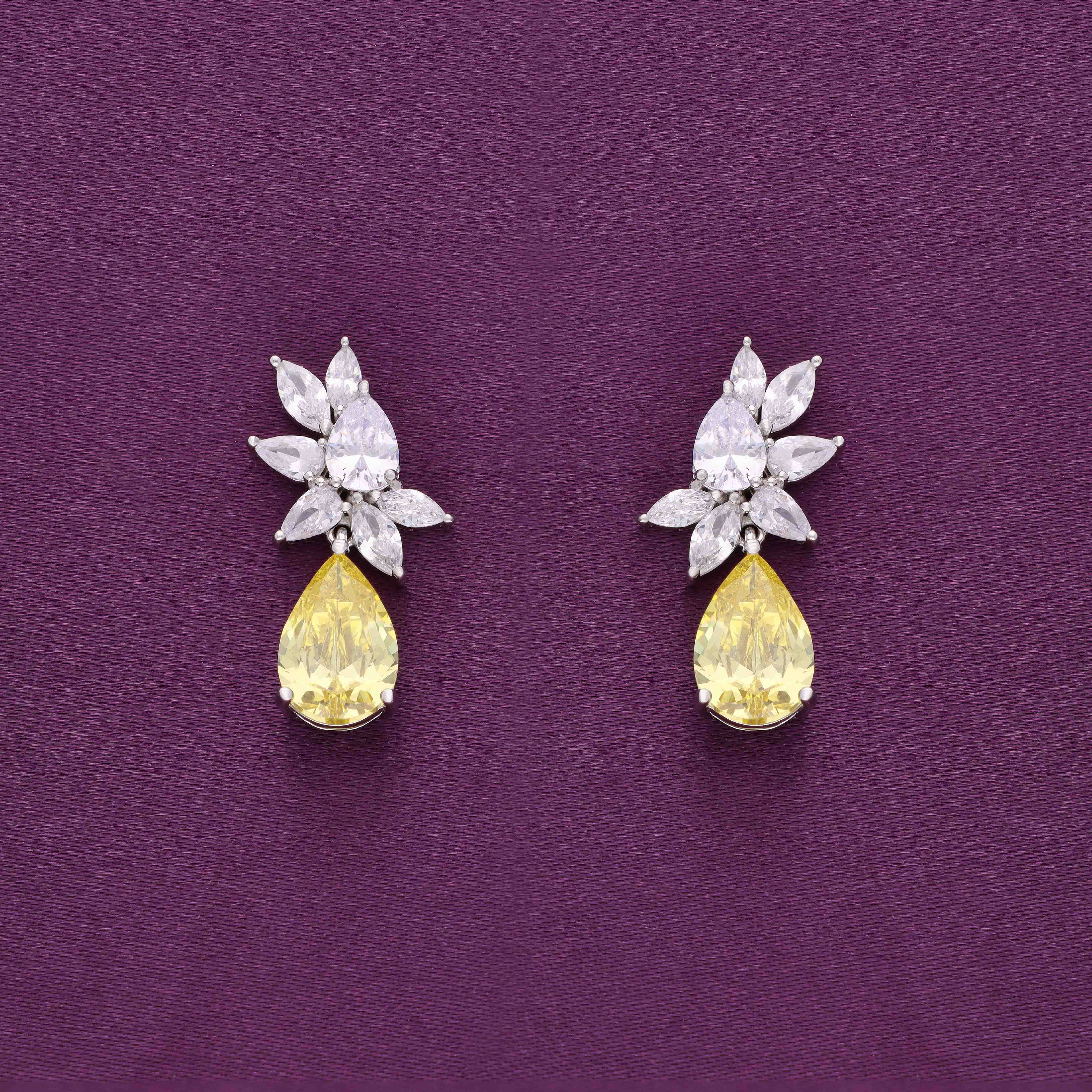 Royal Teardrops Statement Silver Drop Earrings - Image 3