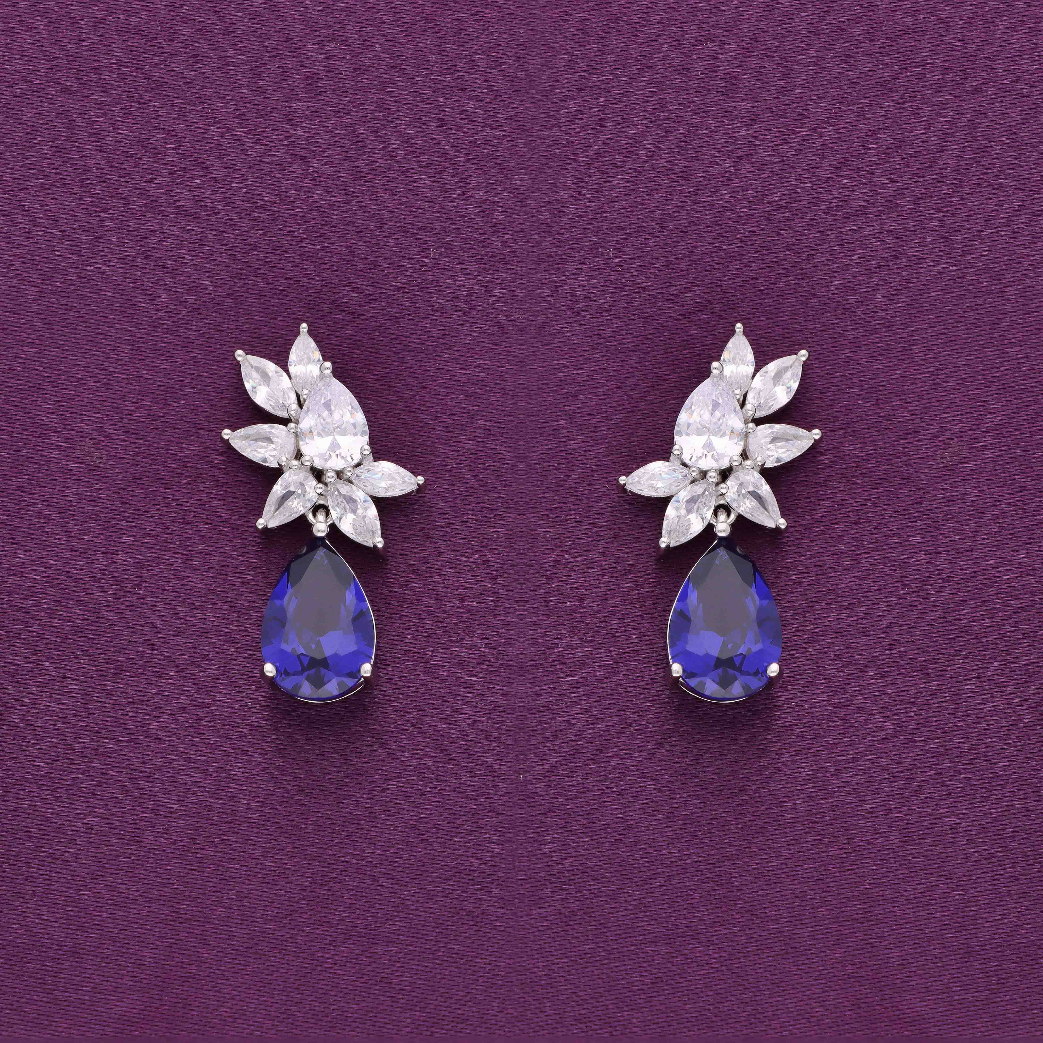 Royal Teardrops Statement Silver Drop Earrings - Image 5