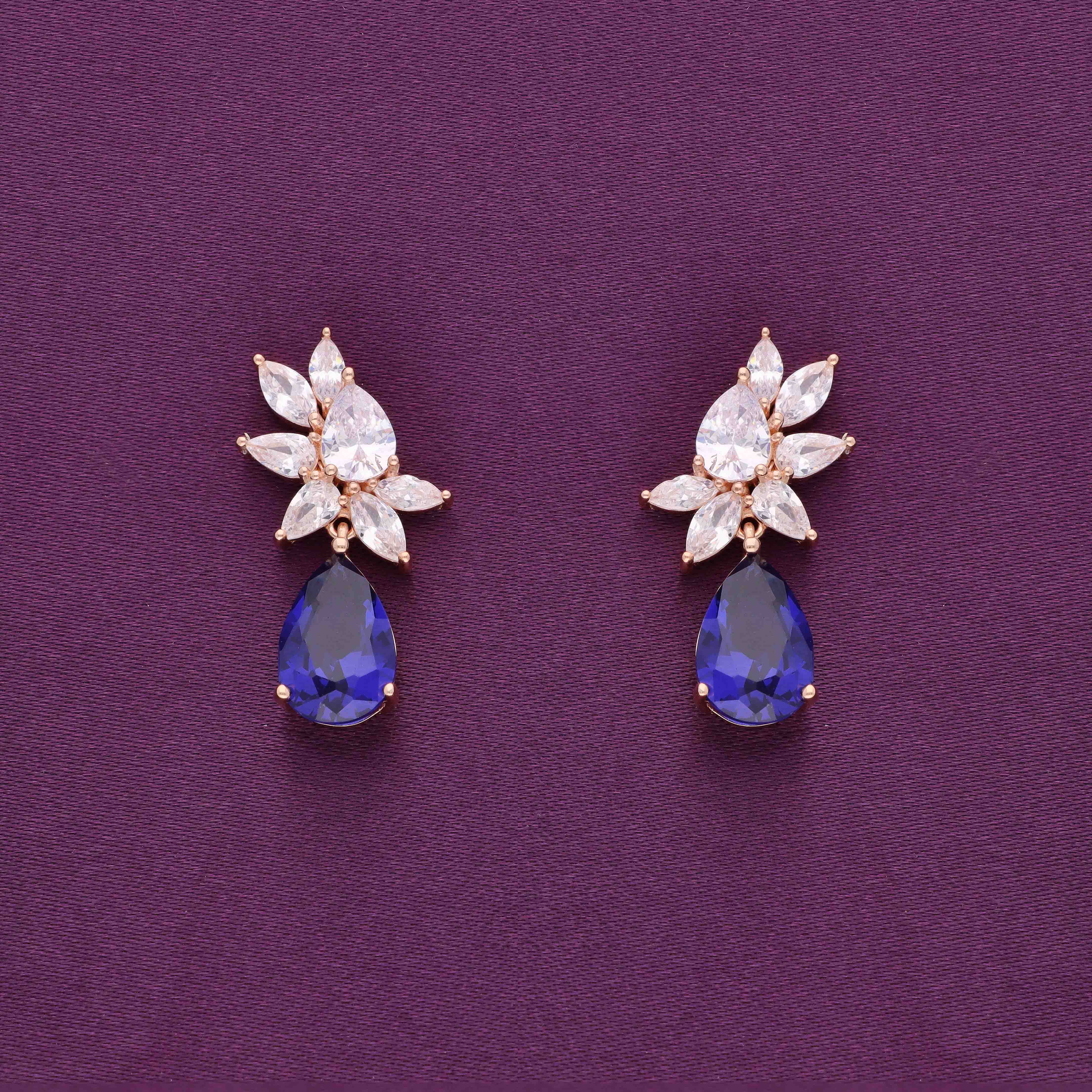Royal Teardrops Statement Silver Drop Earrings - Image 6