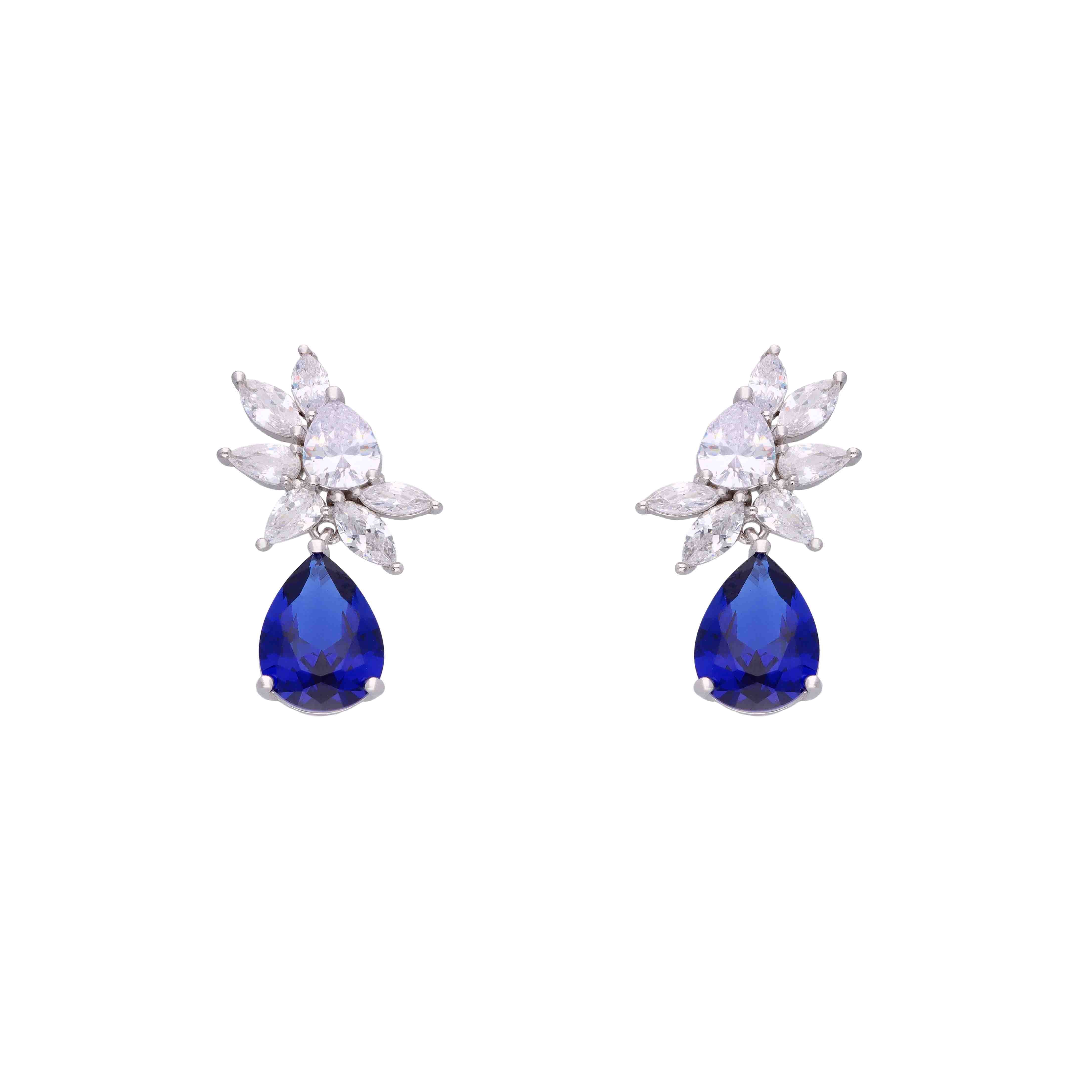 Royal Teardrops Statement Silver Drop Earrings - Image 7
