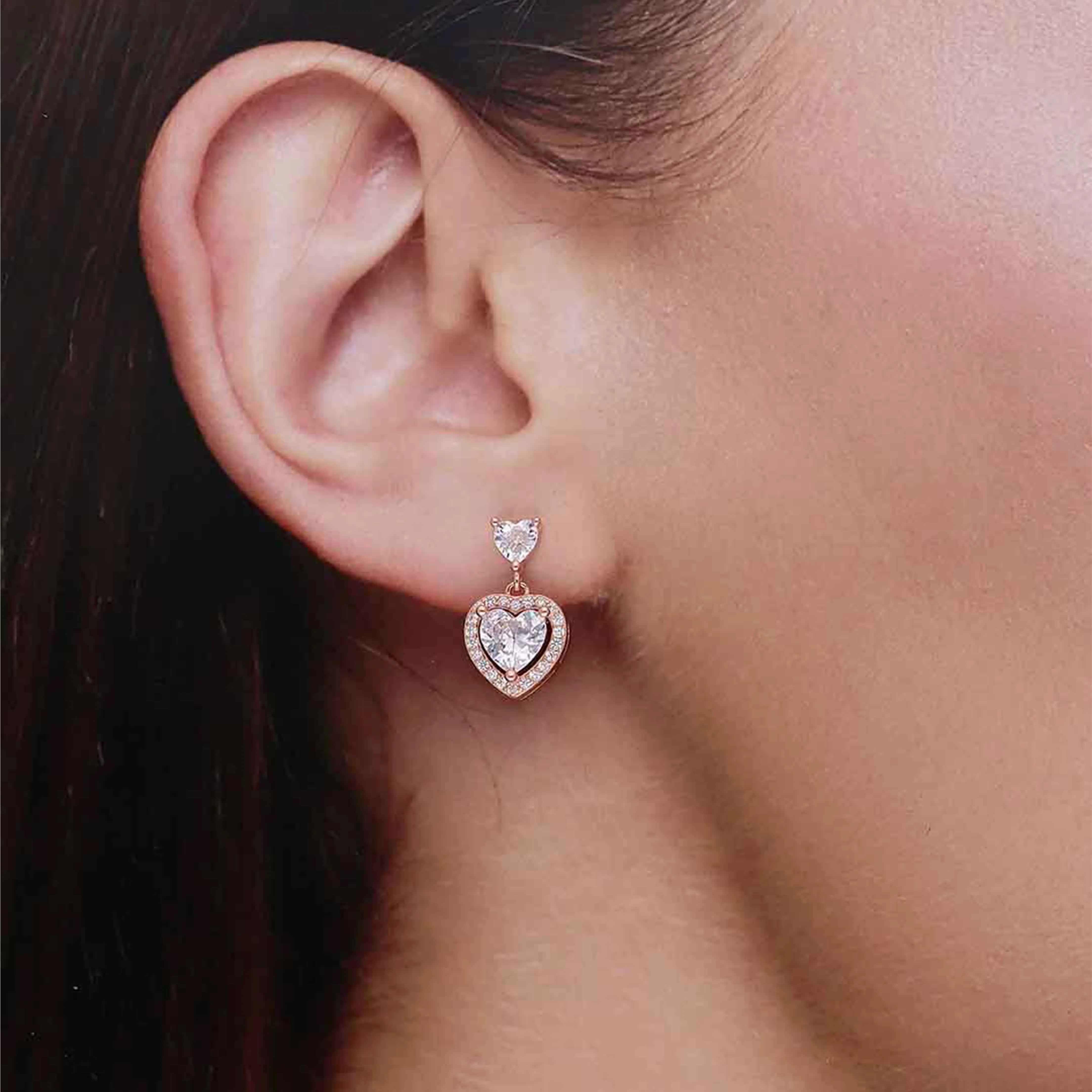 Sterling Silver Heart Solitaire Drop Earrings - Image 4