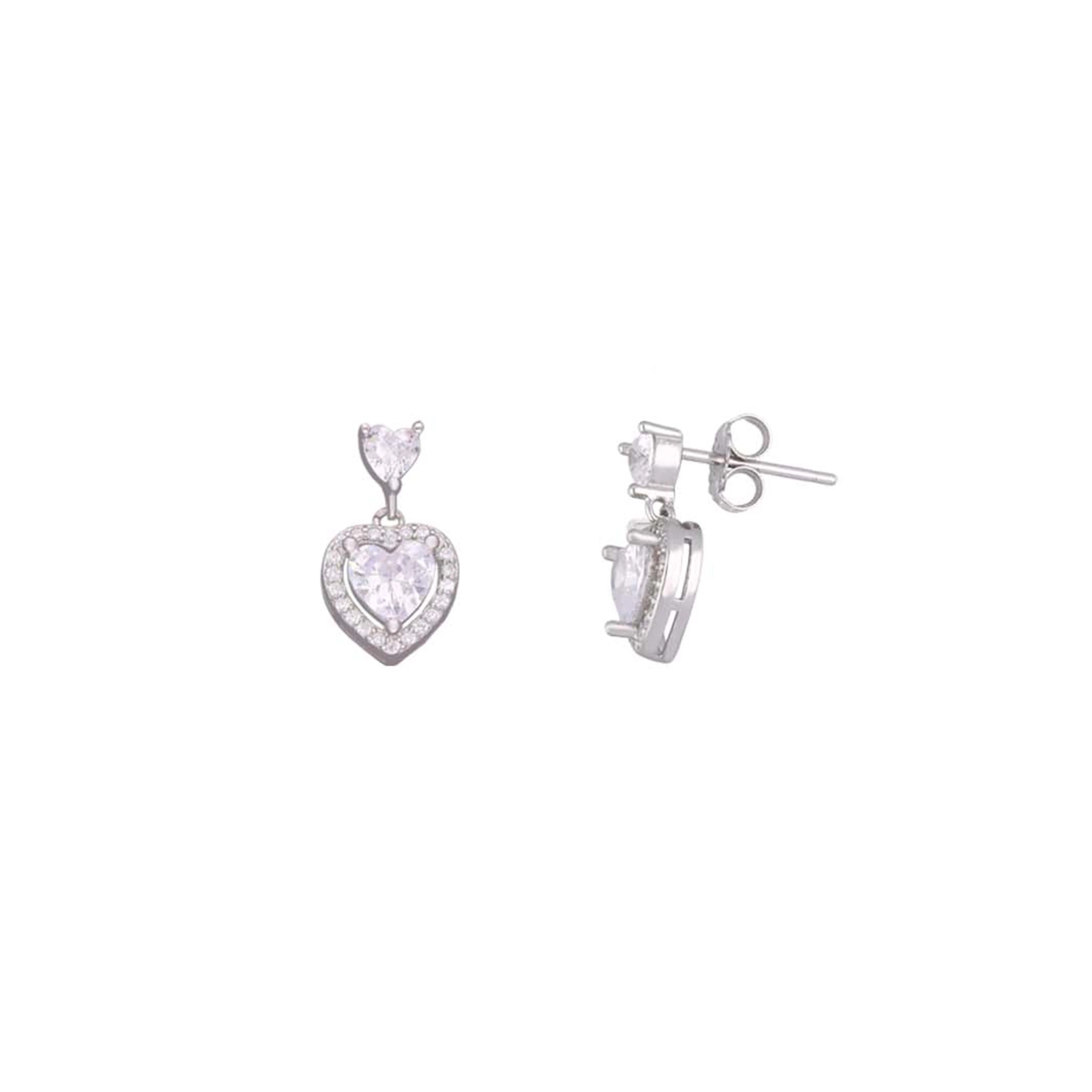 Sterling Silver Heart Solitaire Drop Earrings - Image 5