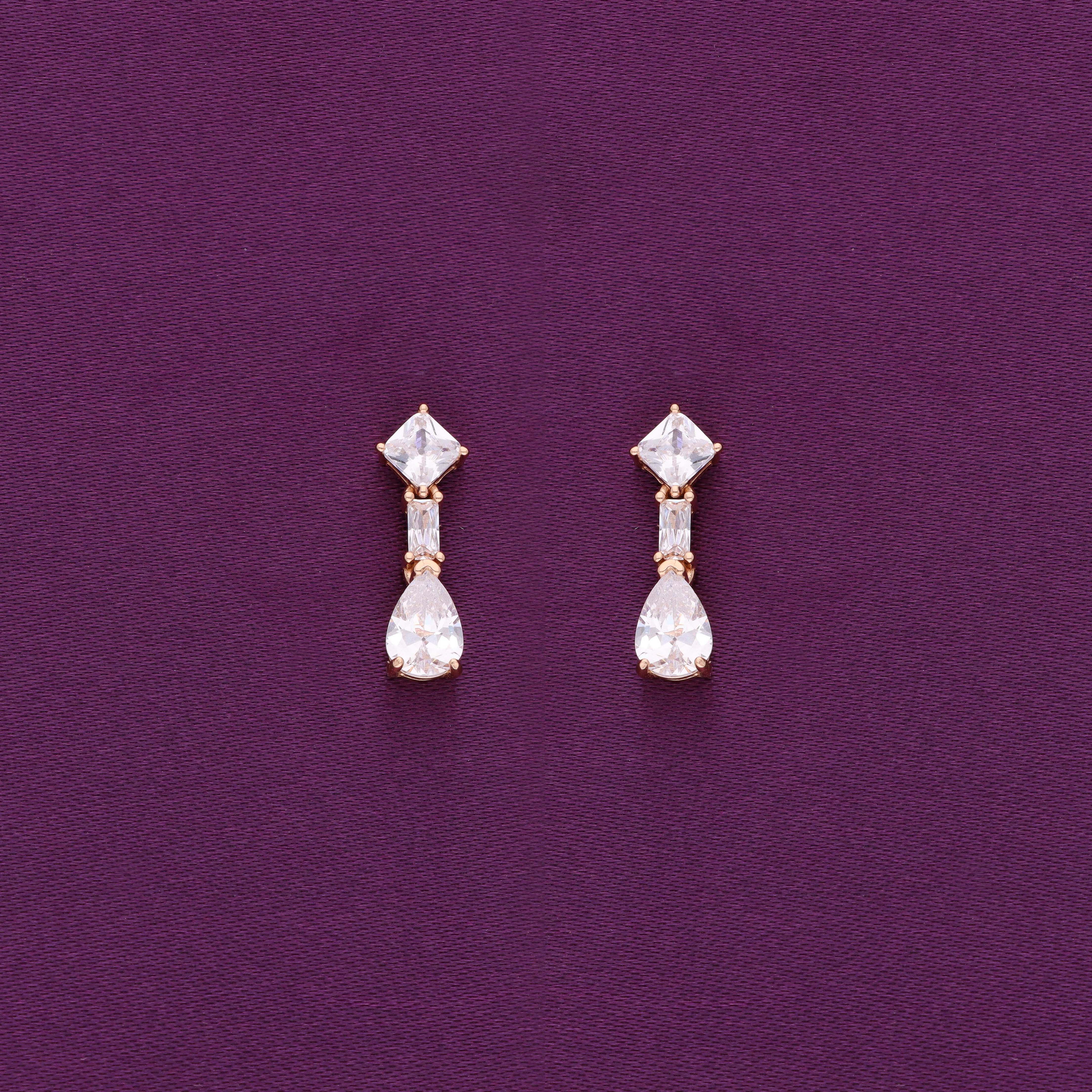 Sterling Silver Tear Drop Solitaire Drop Earrings - Image 2