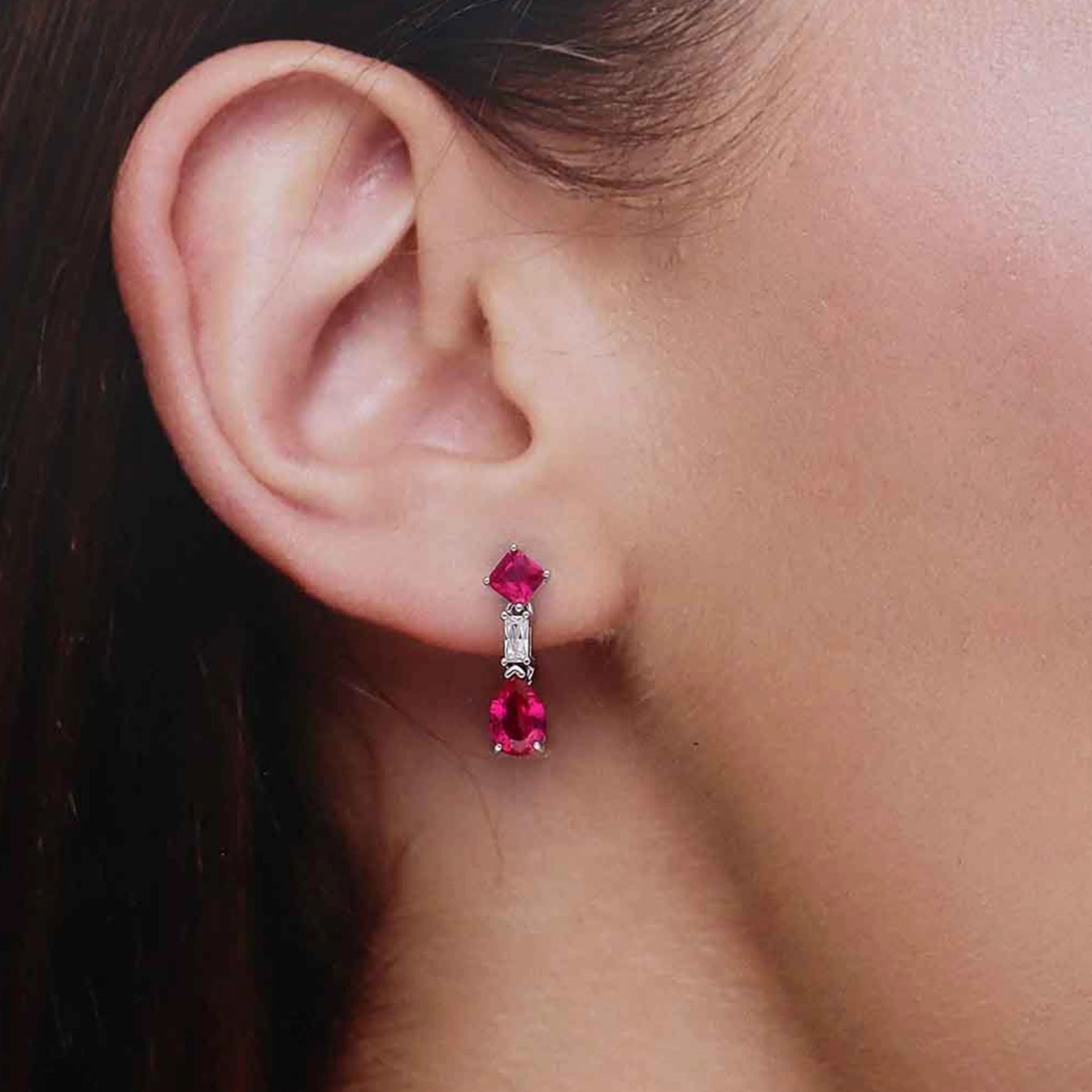 Sterling Silver Tear Drop Solitaire Drop Earrings - Image 3