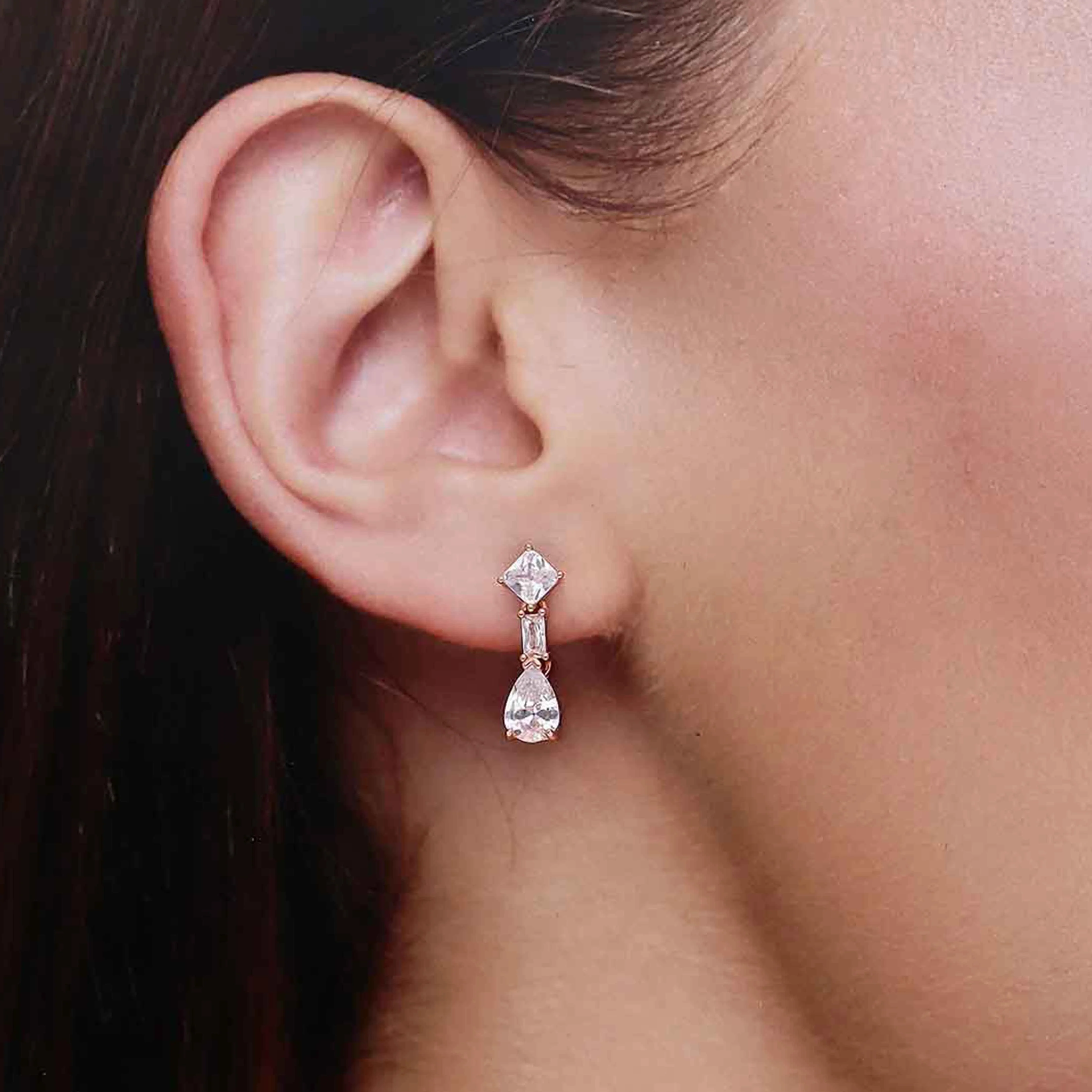 Sterling Silver Tear Drop Solitaire Drop Earrings - Image 4