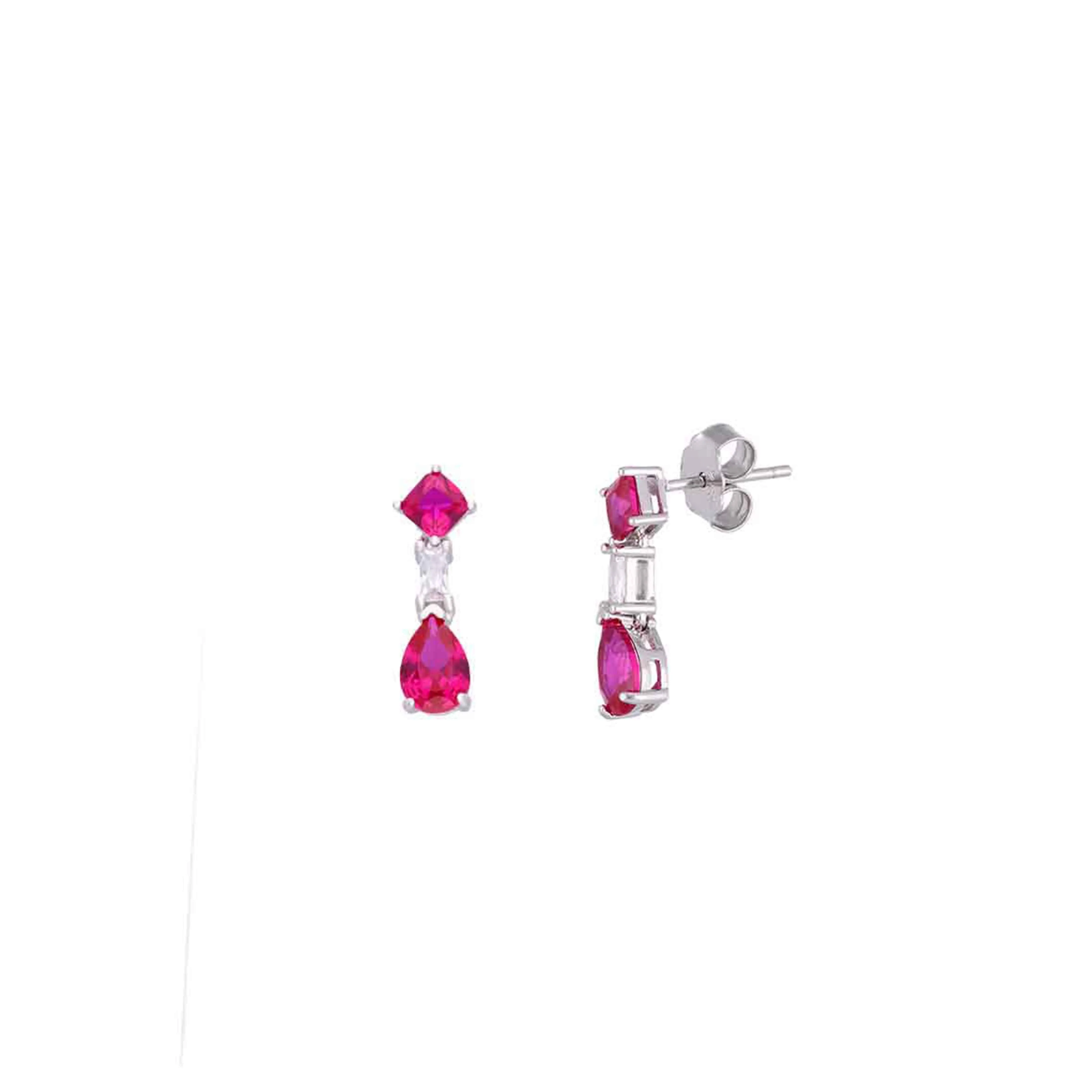 Sterling Silver Tear Drop Solitaire Drop Earrings - Image 5