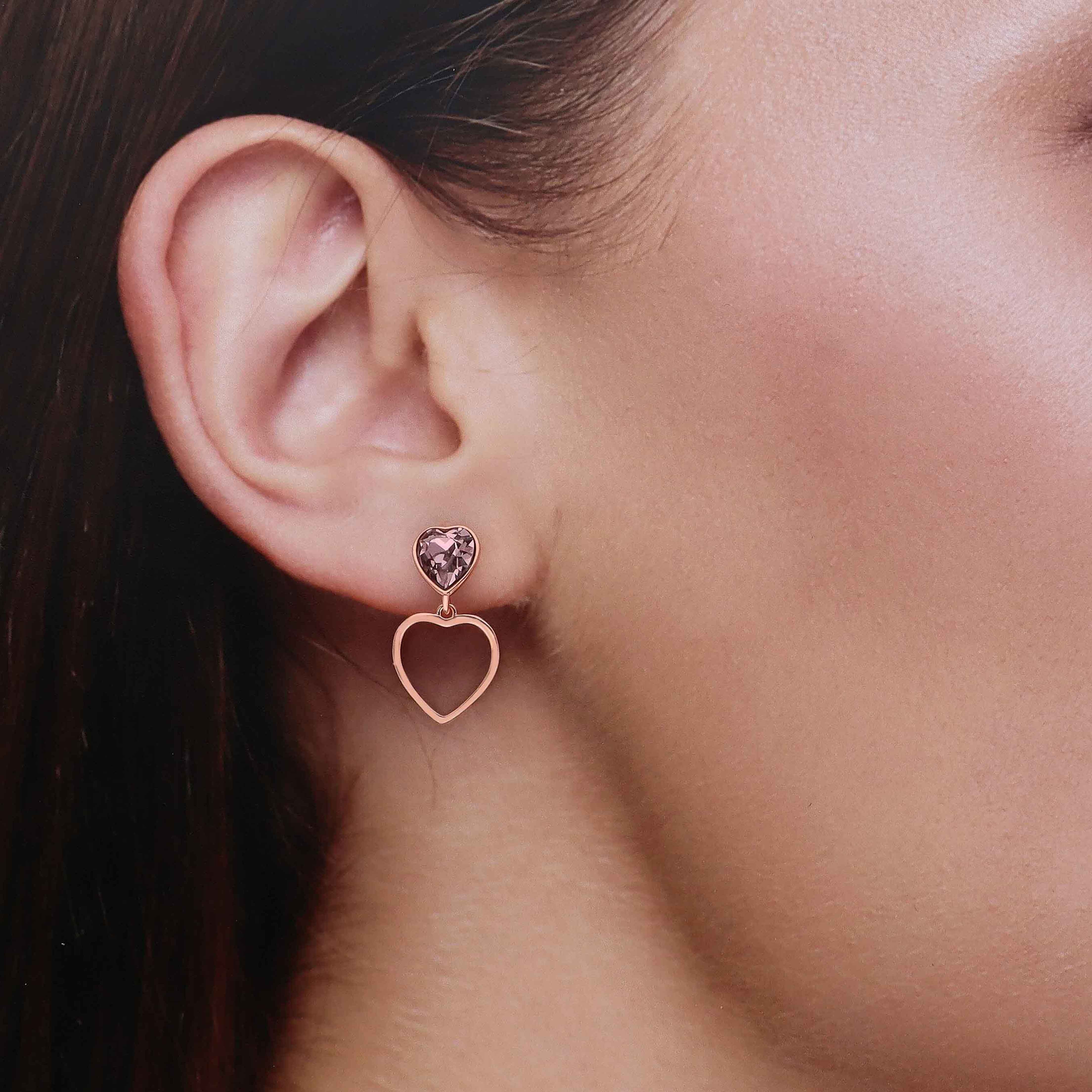 Sterling Silver Heart Drop Earrings - Image 4