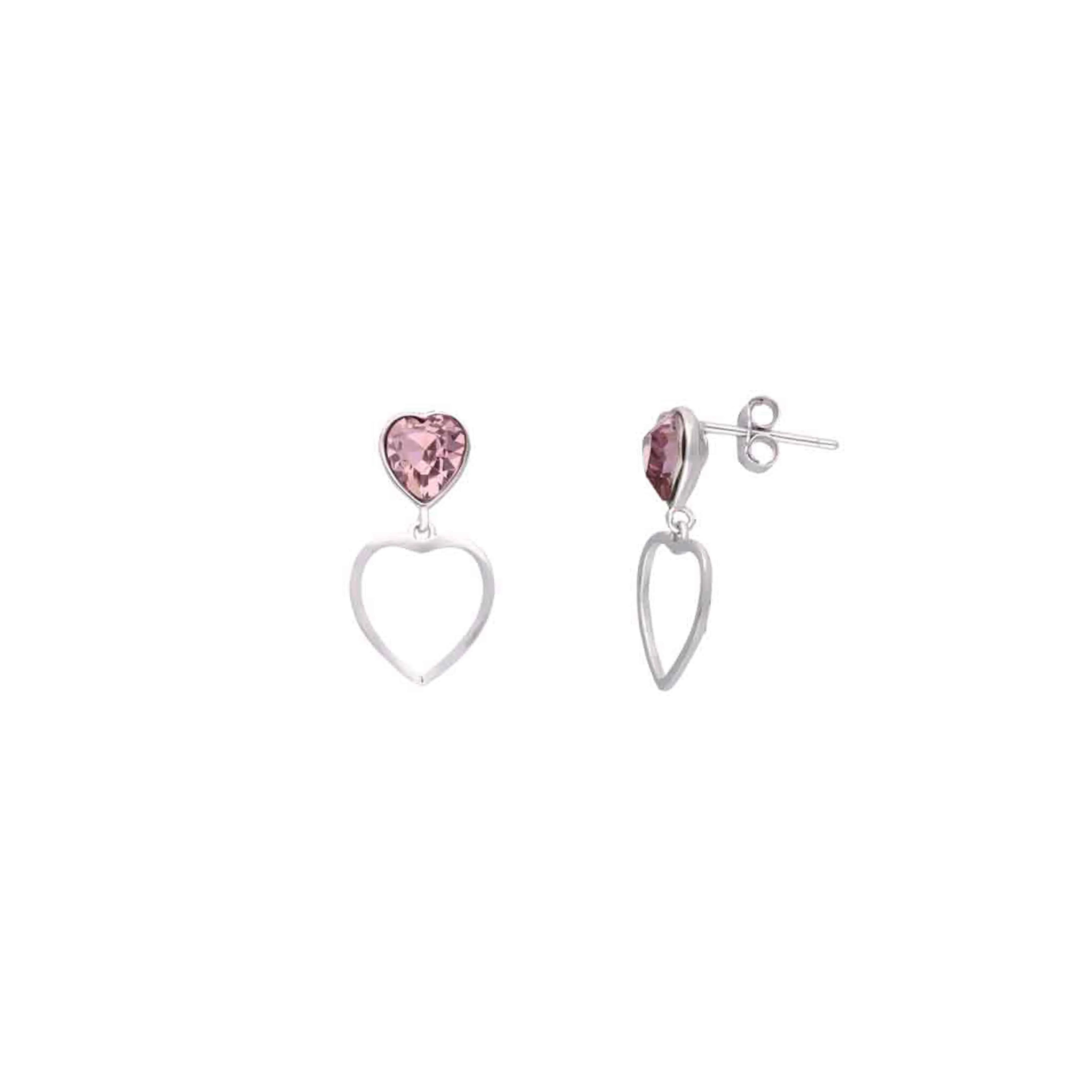 Sterling Silver Heart Drop Earrings - Image 5